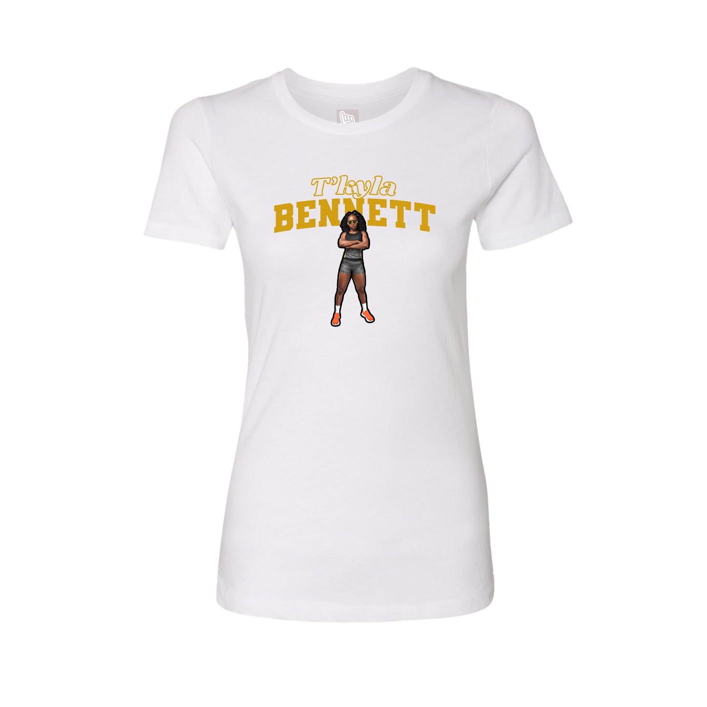 Fitted Women's Tee — Name Arch in White