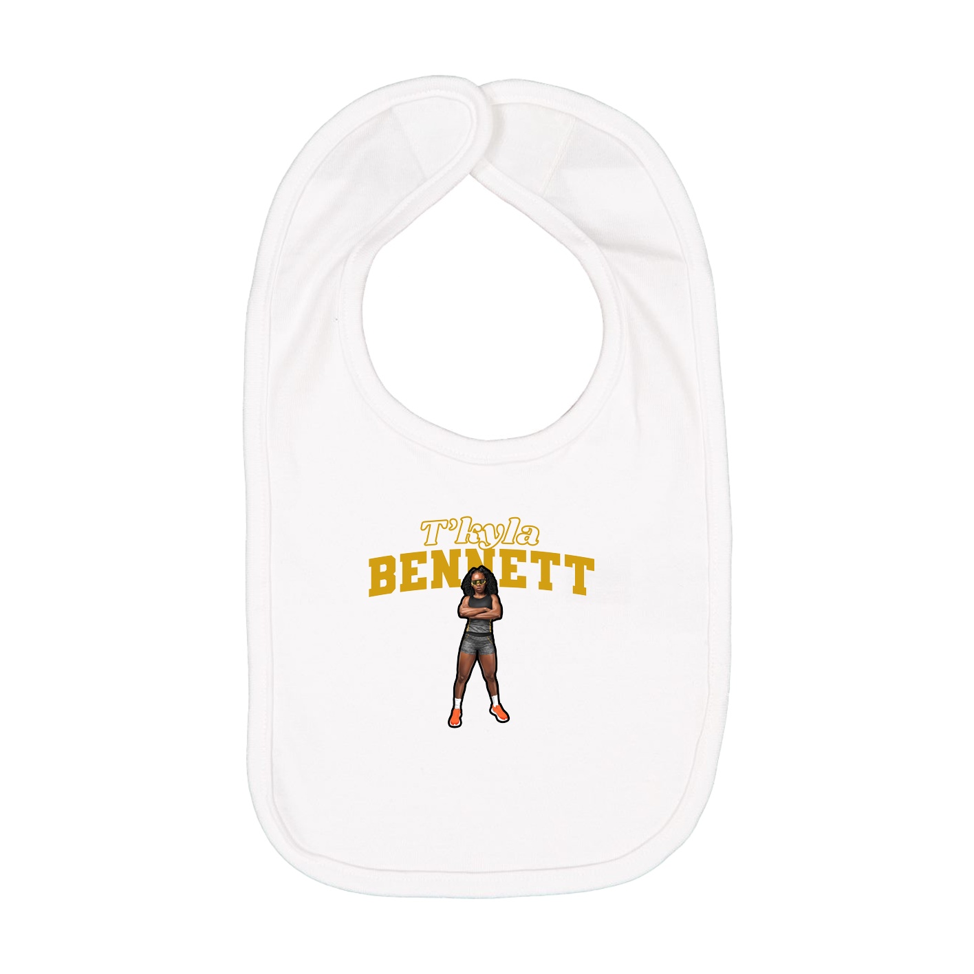 Infant Bib — Name Arch in White