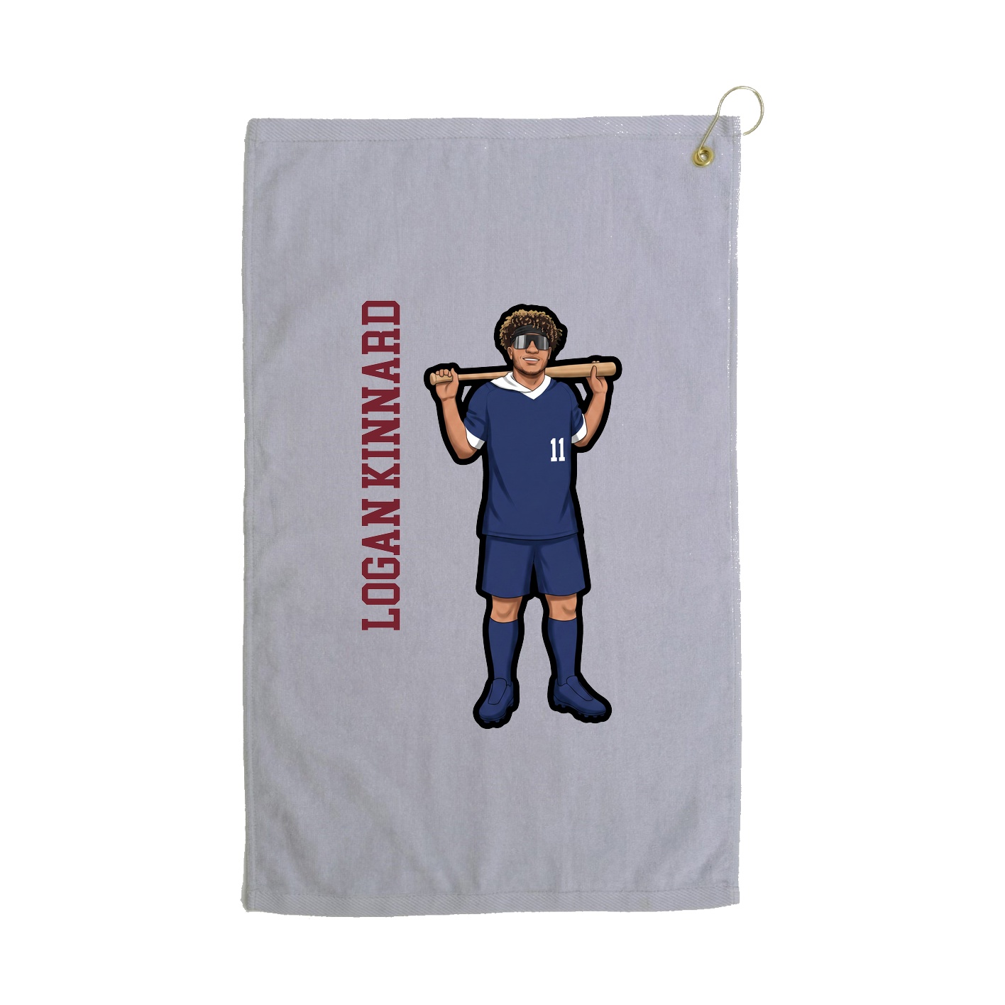 Golf Towel — Name Vertical in Grey