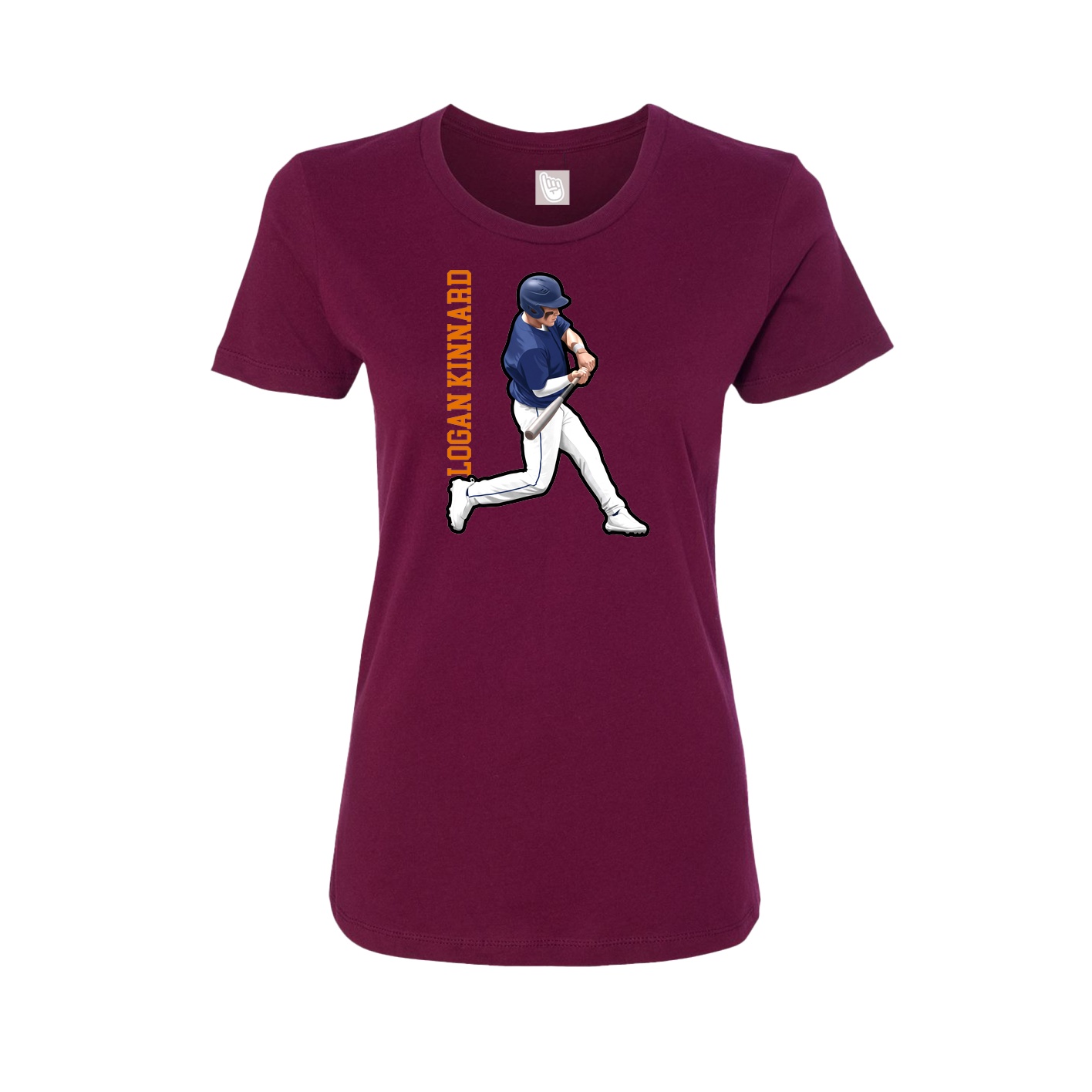Fitted Women's Tee — Name Vertical in Maroon