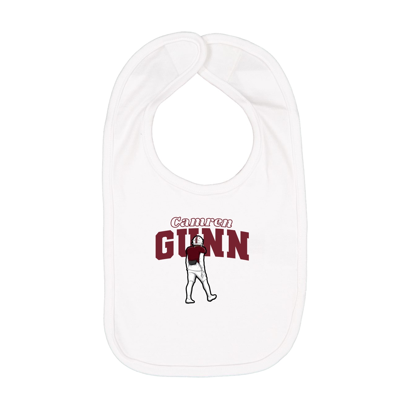 Infant Bib — Name Arch in White