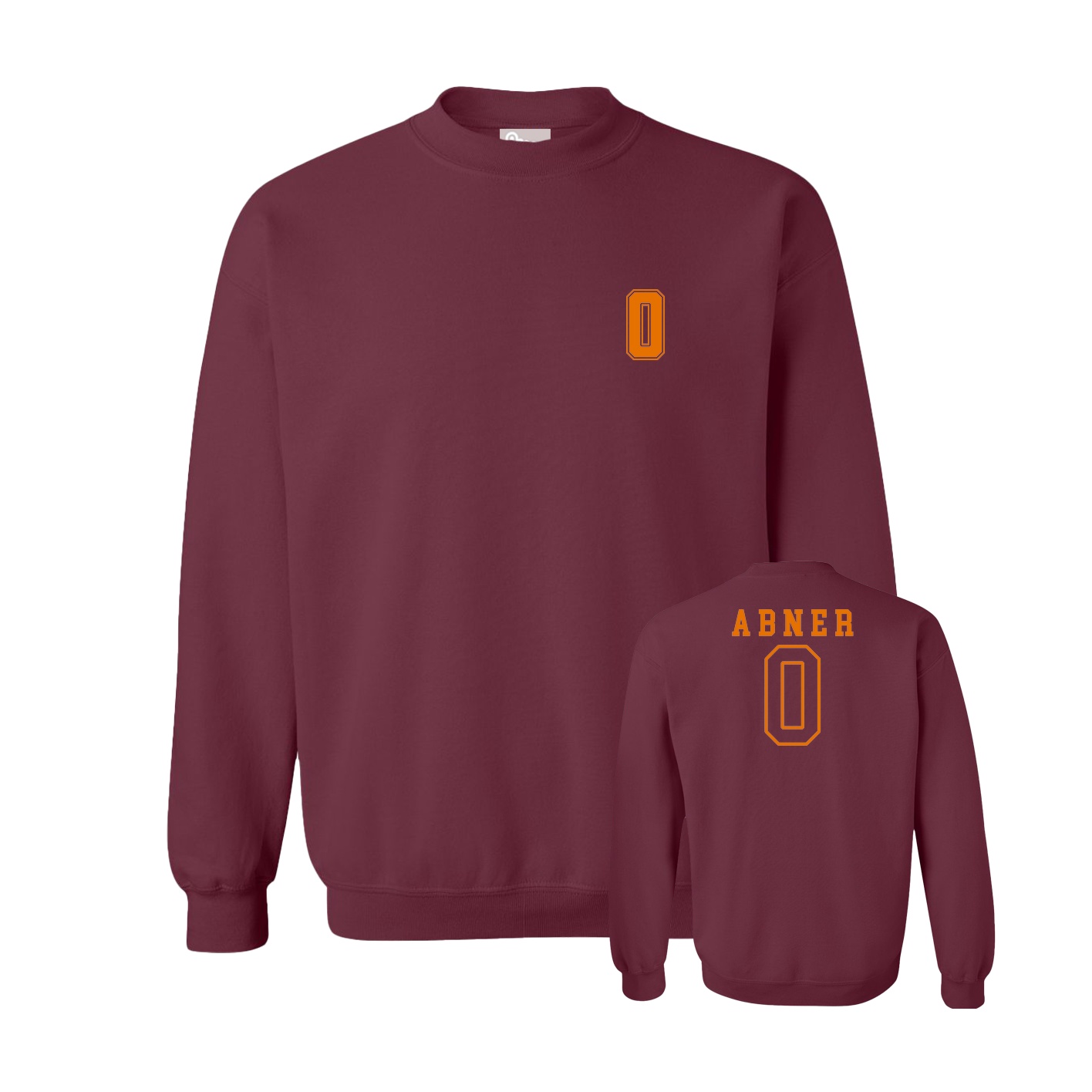 Fleece Crew — Chest Back in Maroon