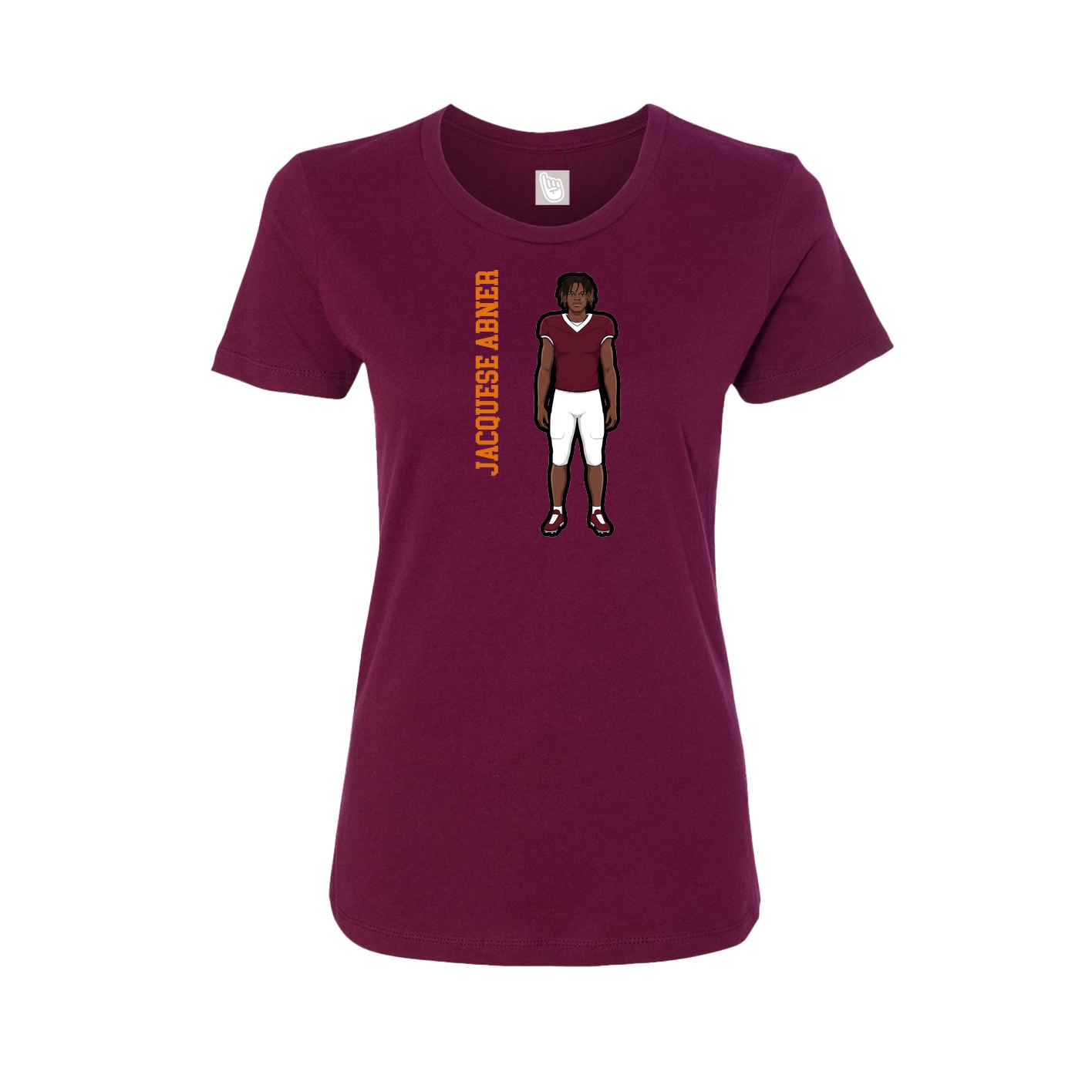 Fitted Women's Tee — Name Vertical in Maroon