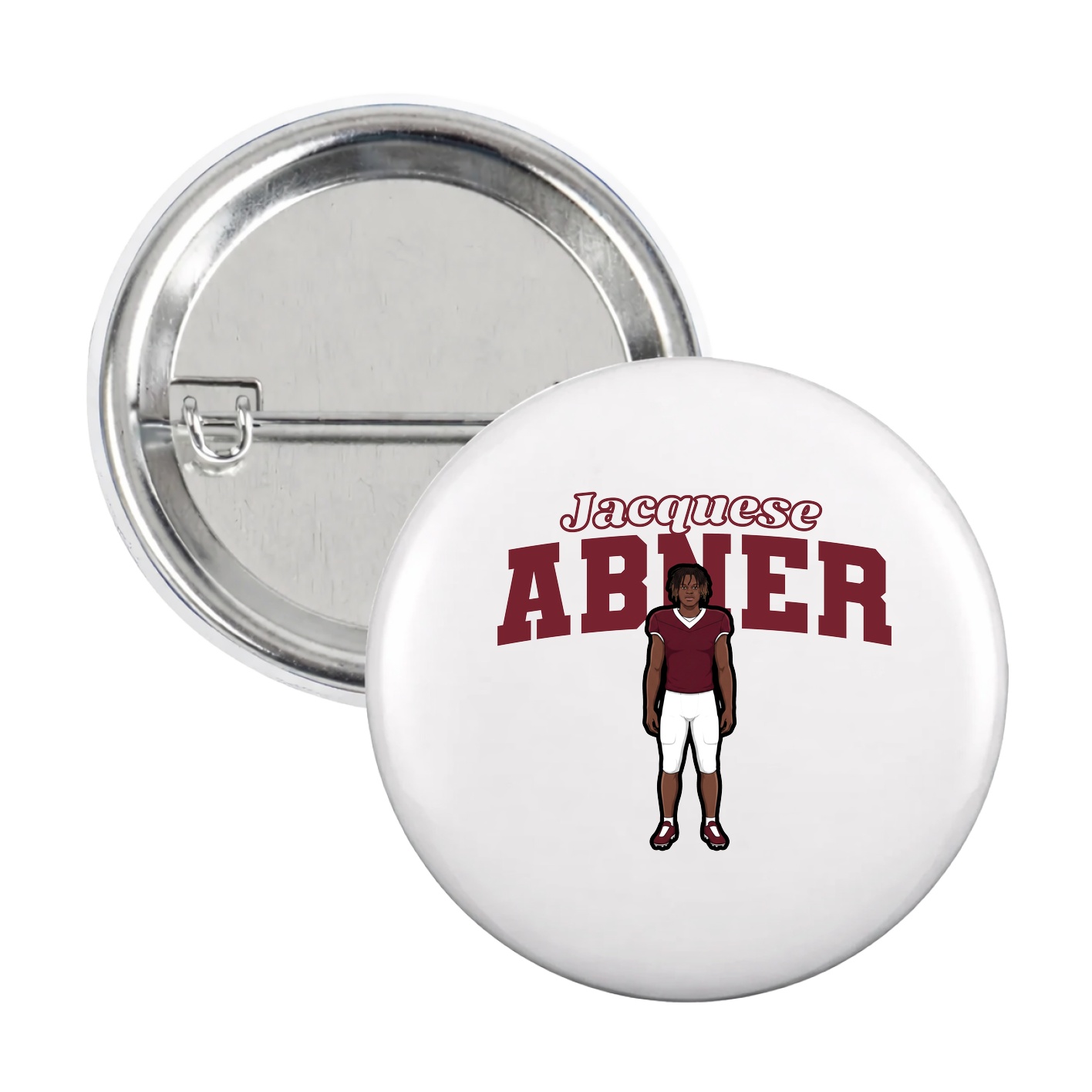 Game Day Button — Name Arch in White