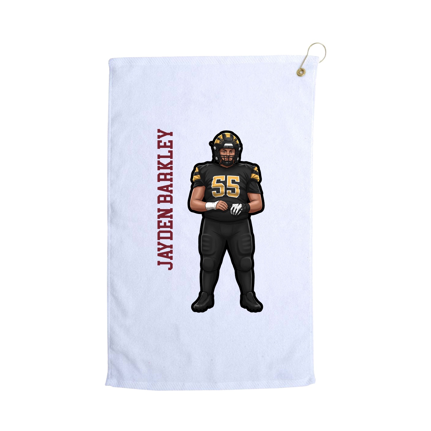Golf Towel — Name Vertical in White