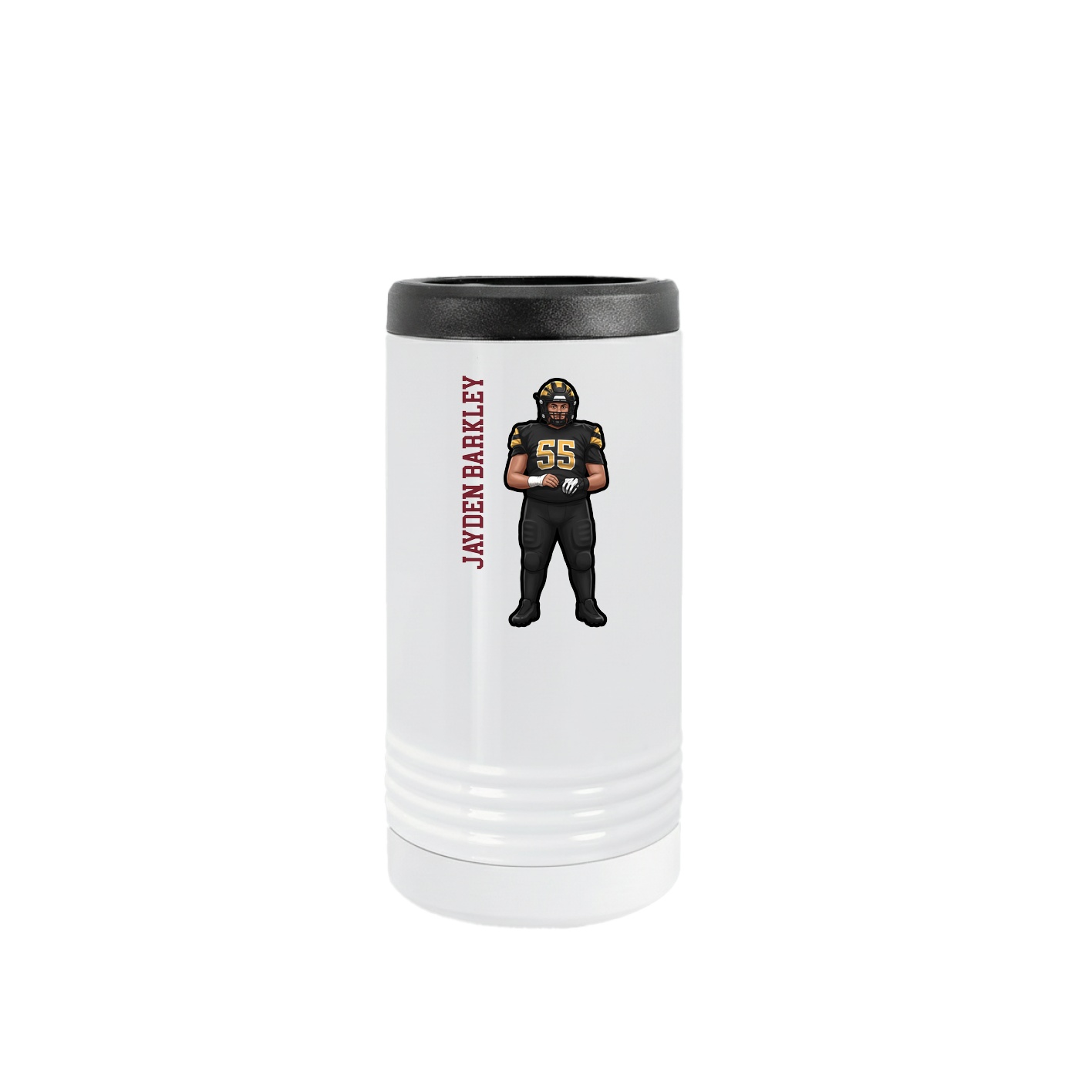 Slim Beverage Holder — Name Vertical in White