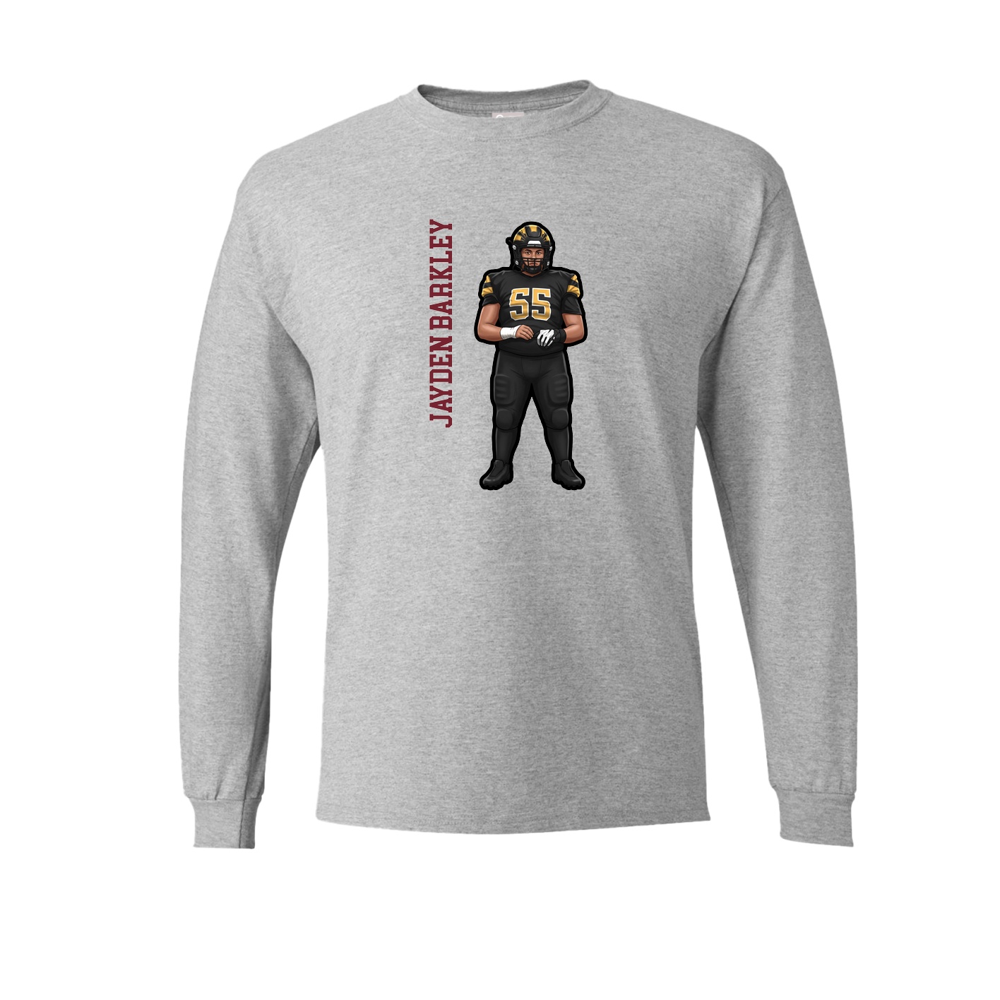 Long Sleeve Tee — Name Vertical in Grey