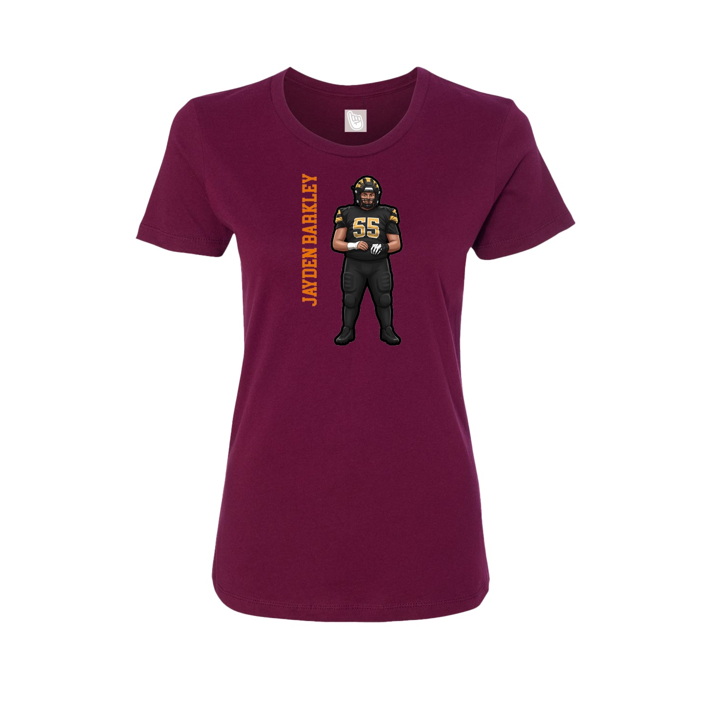Fitted Women's Tee — Name Vertical in Maroon
