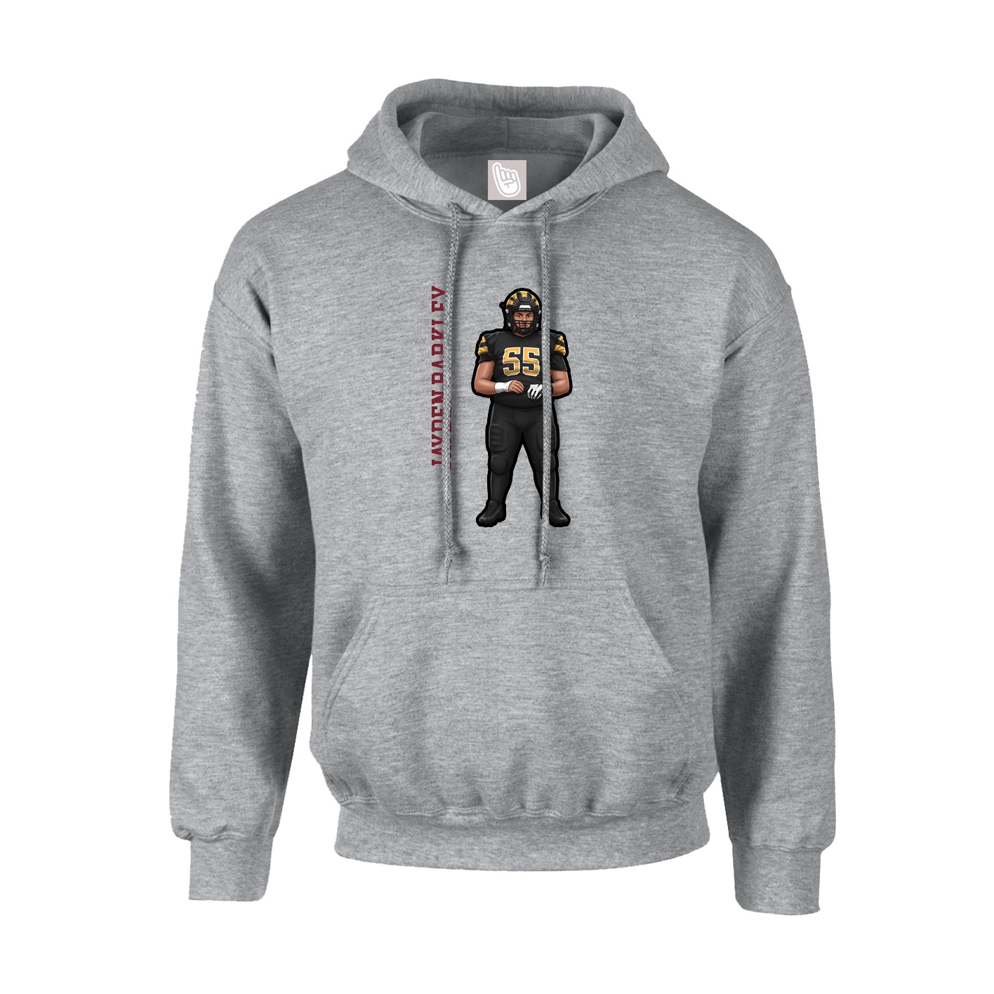 Youth Hoodie — Name Vertical in Grey