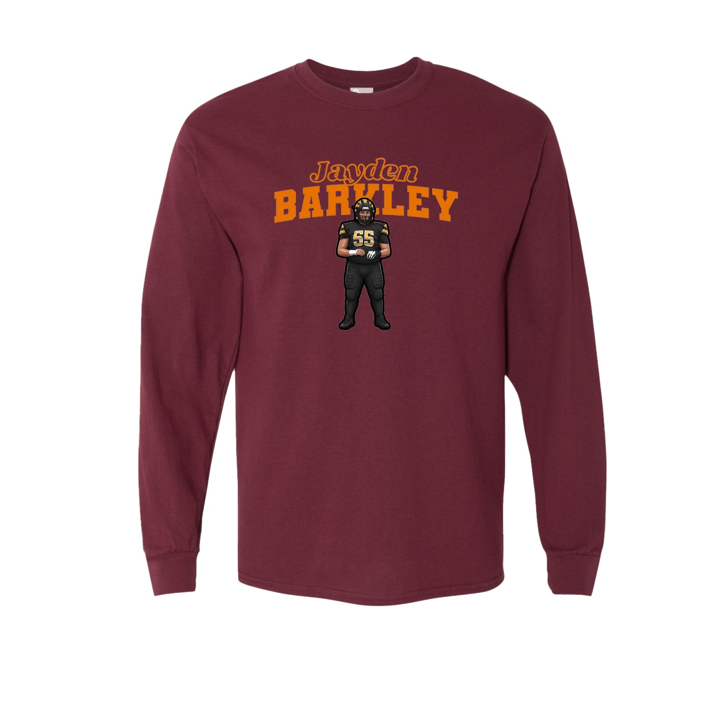 Long Sleeve Tee — Name Arch in Maroon