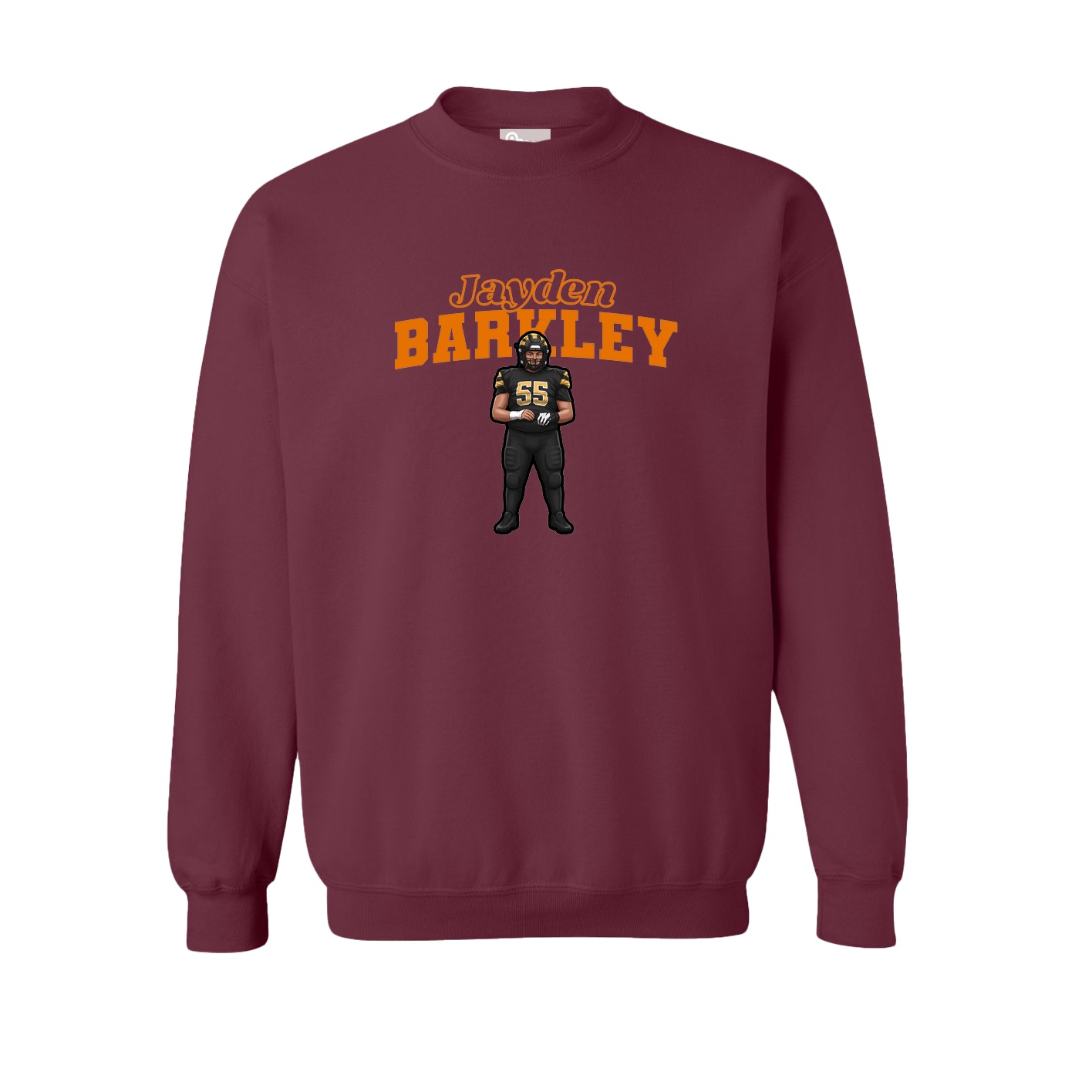Fleece Crew — Name Arch in Maroon