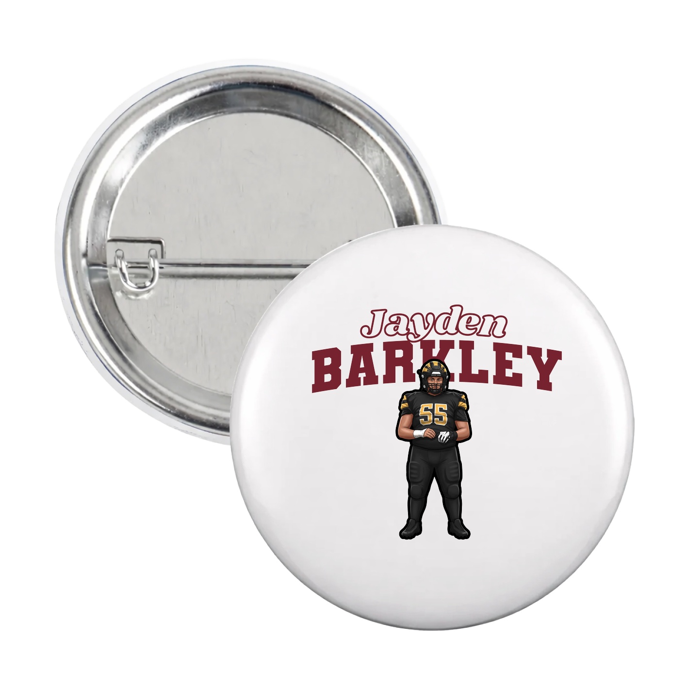 Game Day Button — Name Arch in White