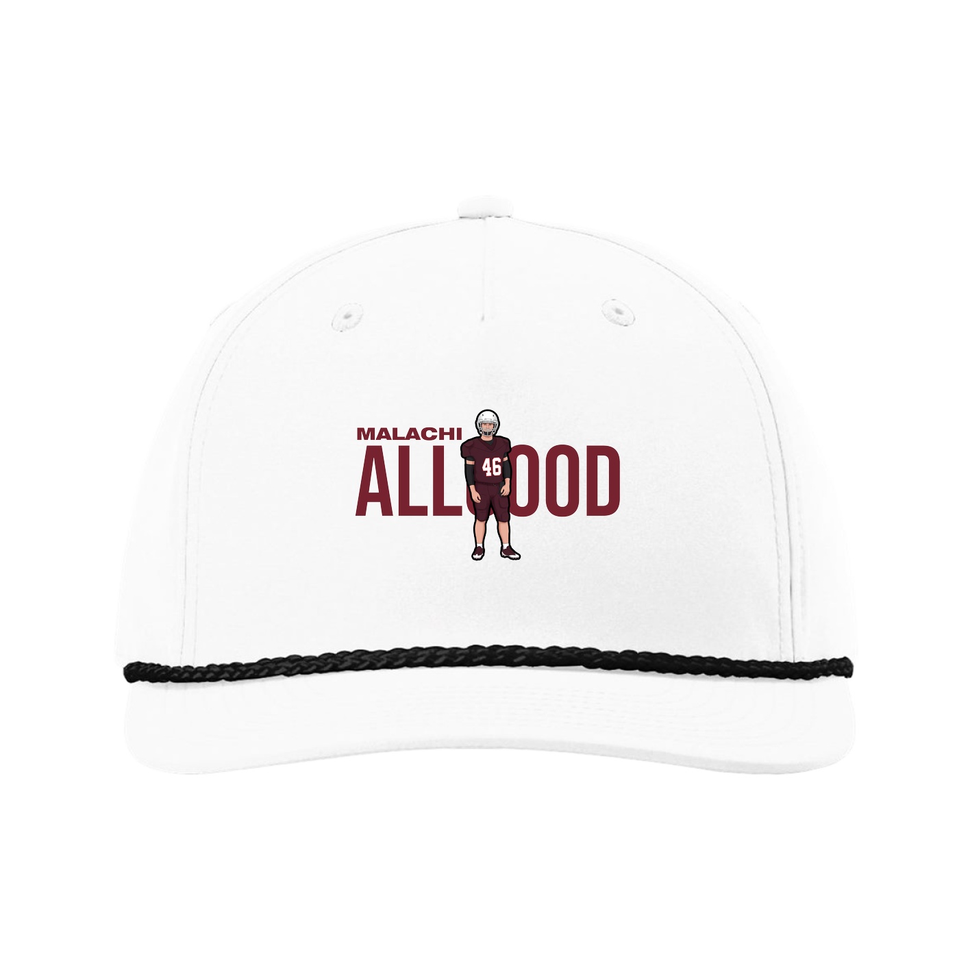 Five-Panel Classic Rope Cap — Player Name in White