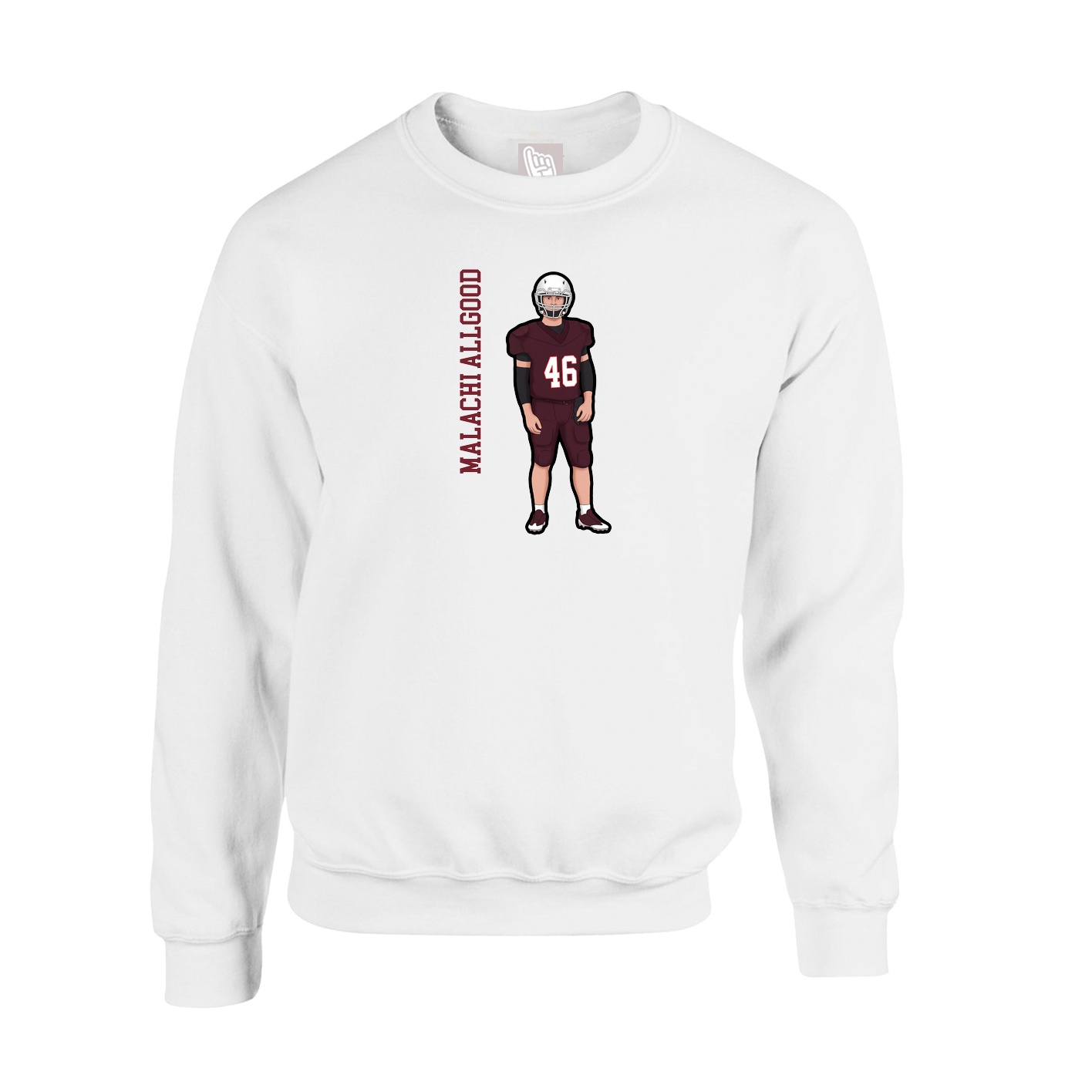 Fleece Crew — Name Vertical in White