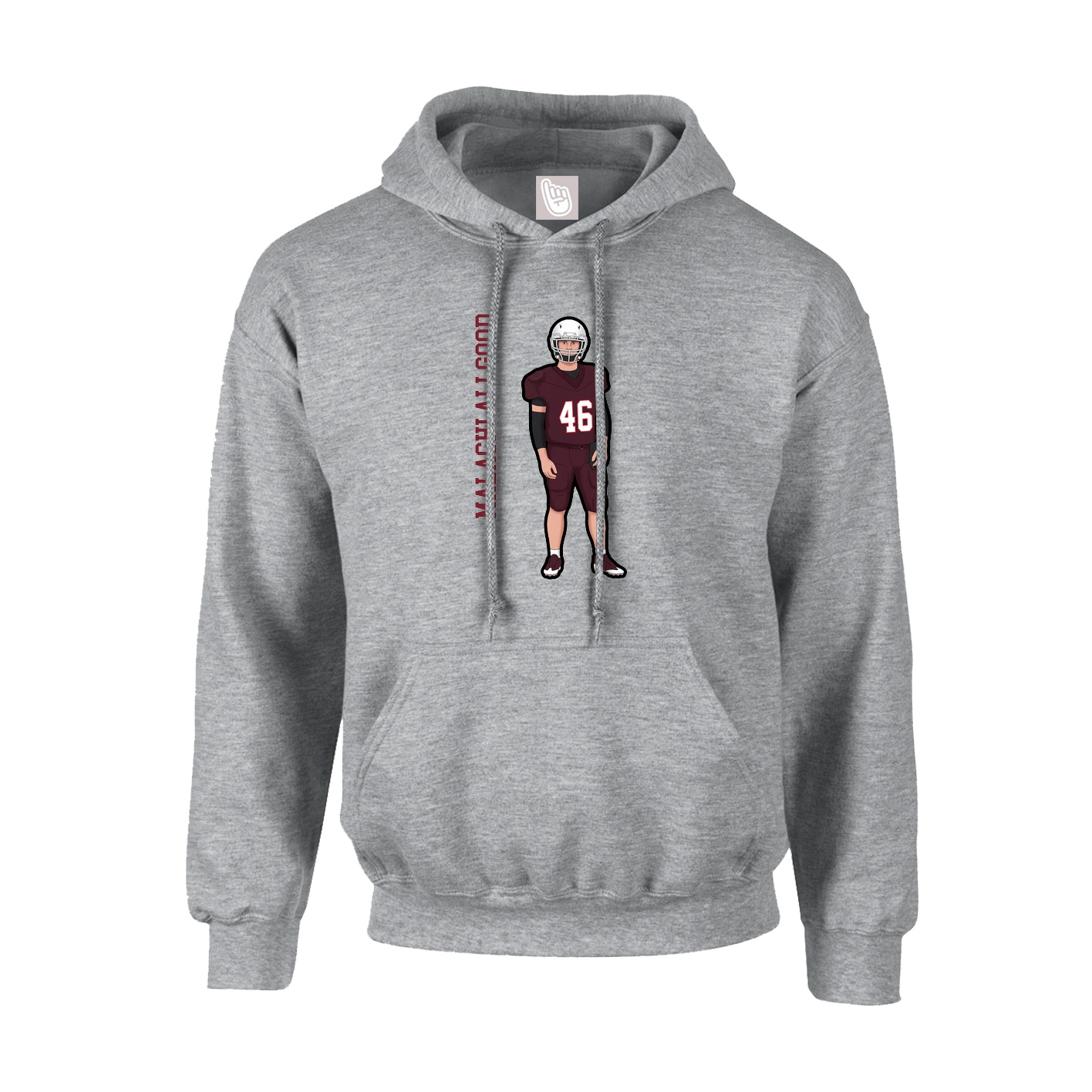 Youth Hoodie — Name Vertical in Grey