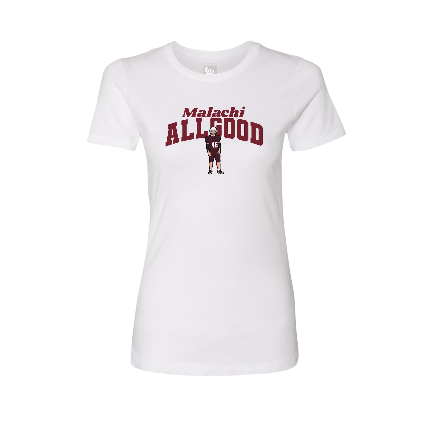 Fitted Women's Tee — Signature Arch in White