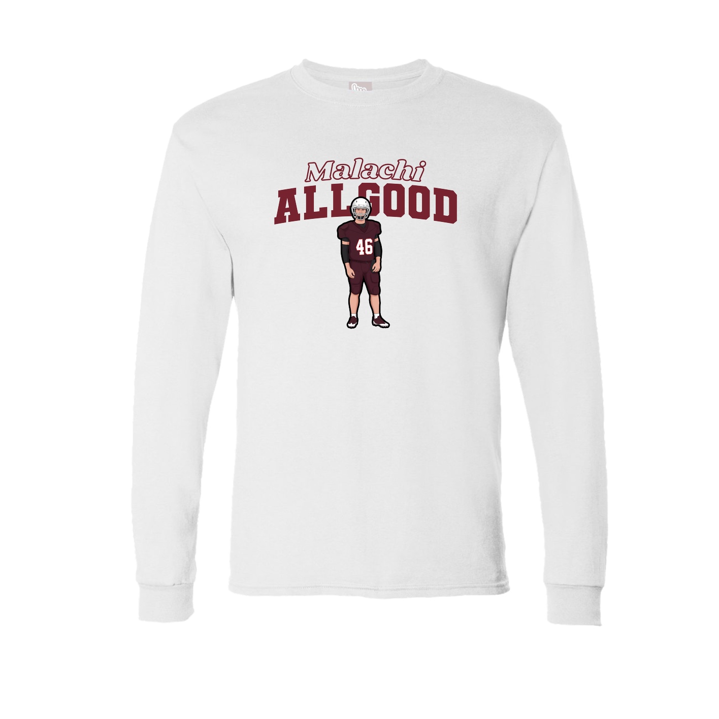 Long Sleeve Tee — Name Arch in White