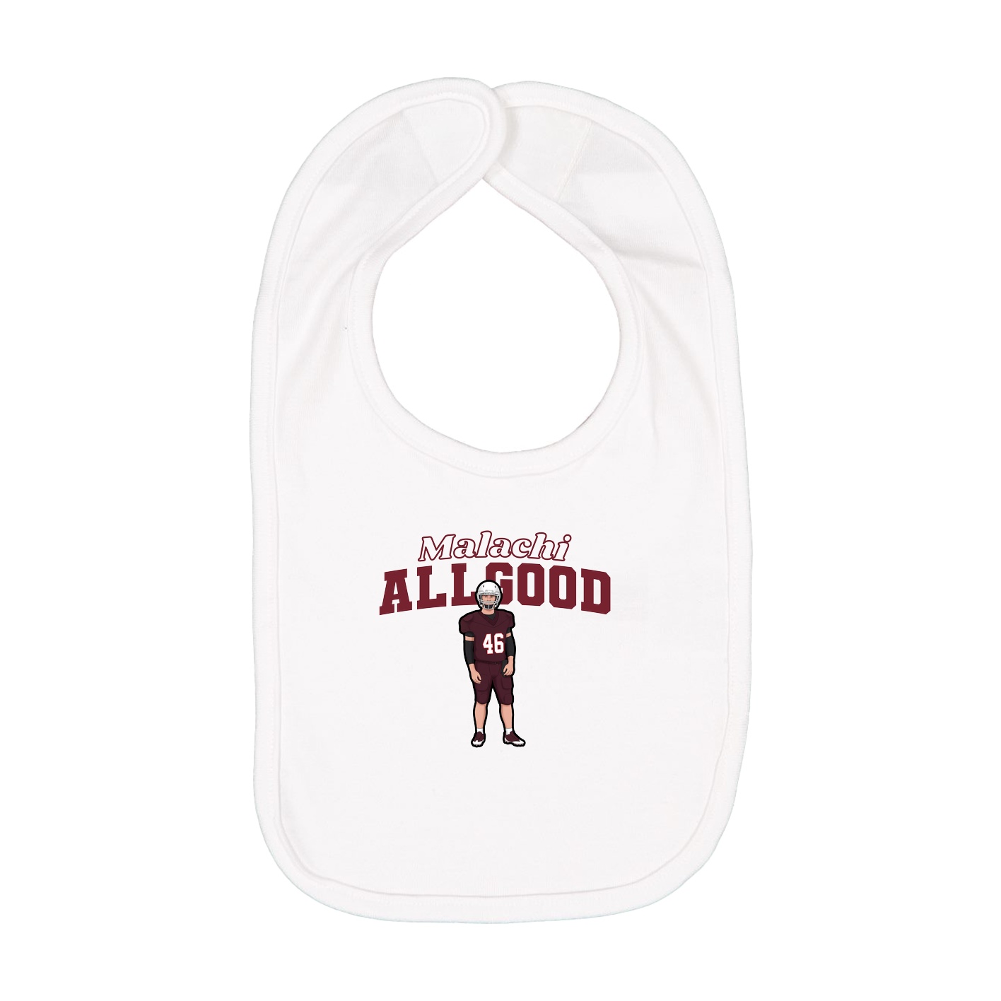 Infant Bib — Name Arch in White