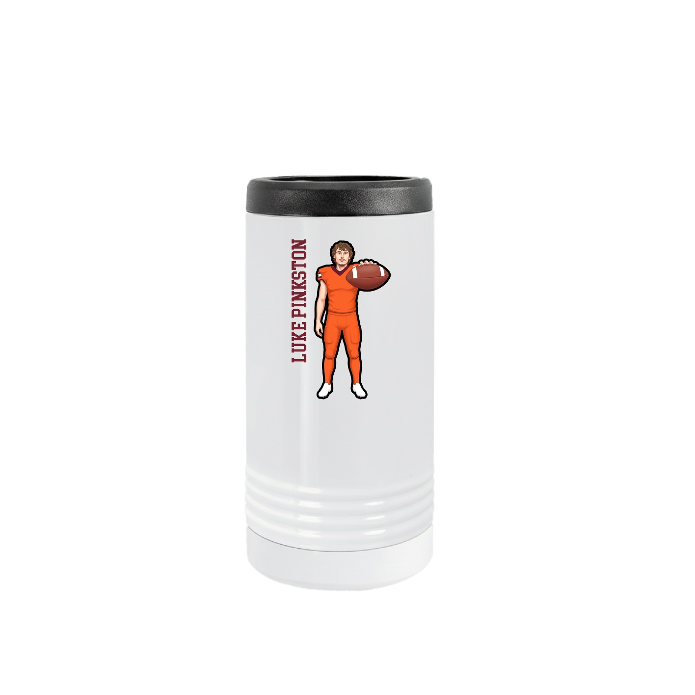 Slim Beverage Holder — Name Vertical in White