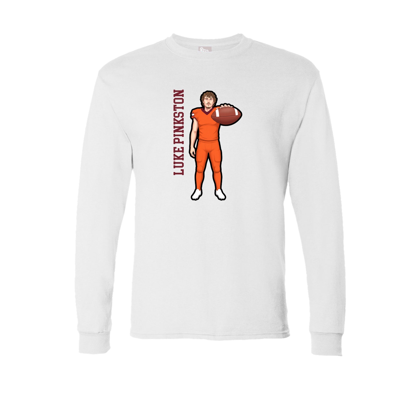 Long Sleeve Tee — Name Vertical in White