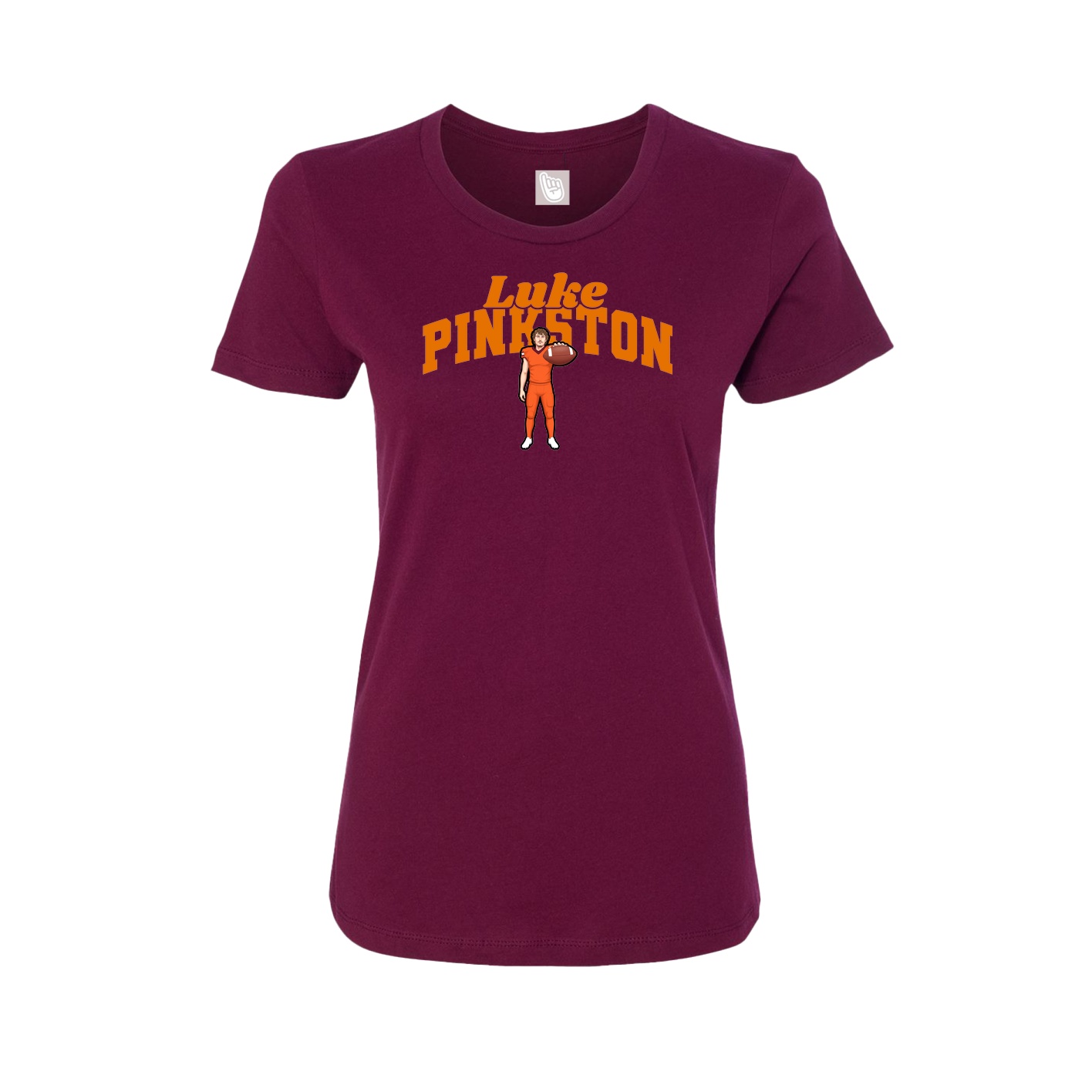 Fitted Women's Tee — Signature Arch in Maroon