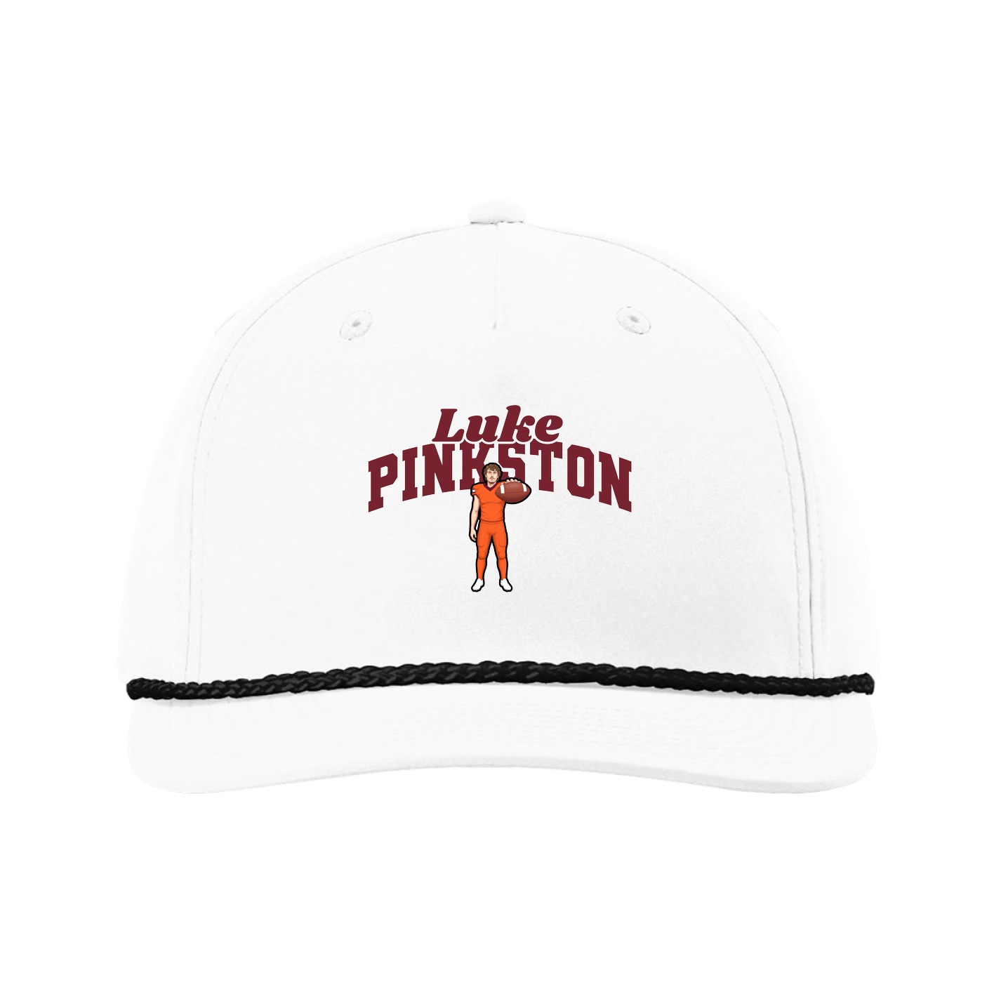 Five-Panel Classic Rope Cap — Signature Arch in White