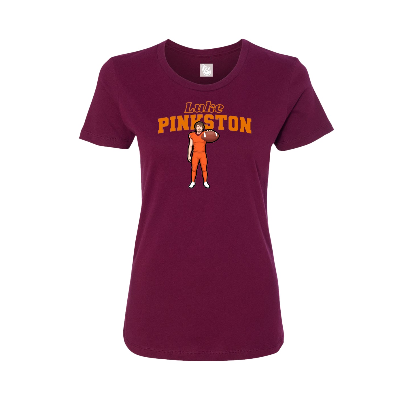Fitted Women's Tee — Name Arch in Maroon