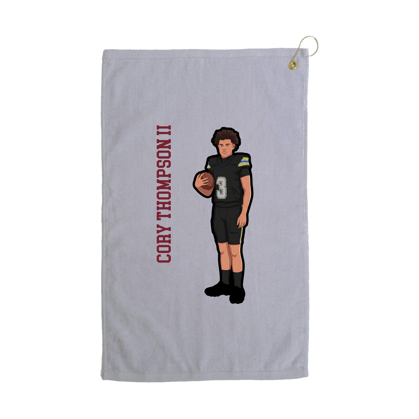 Golf Towel — Name Vertical in Grey