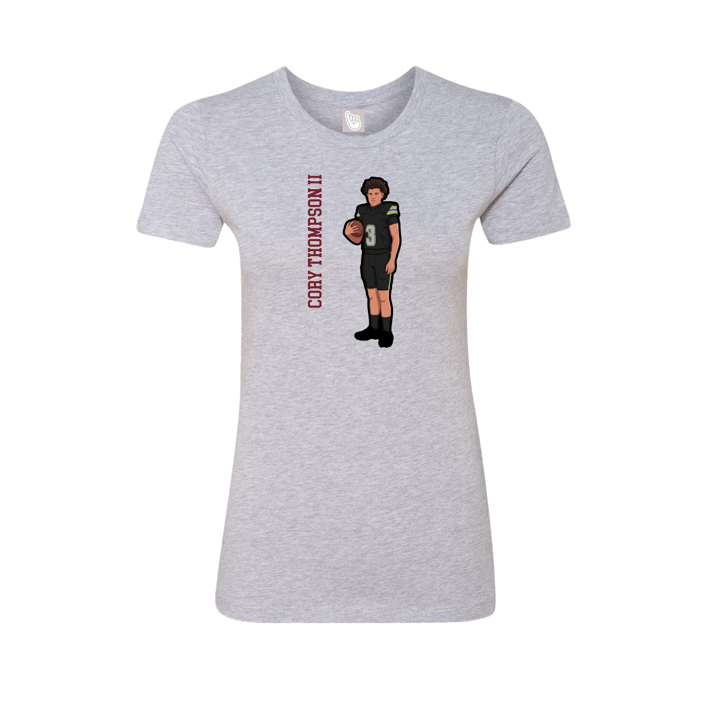 Fitted Women's Tee — Name Vertical in Grey
