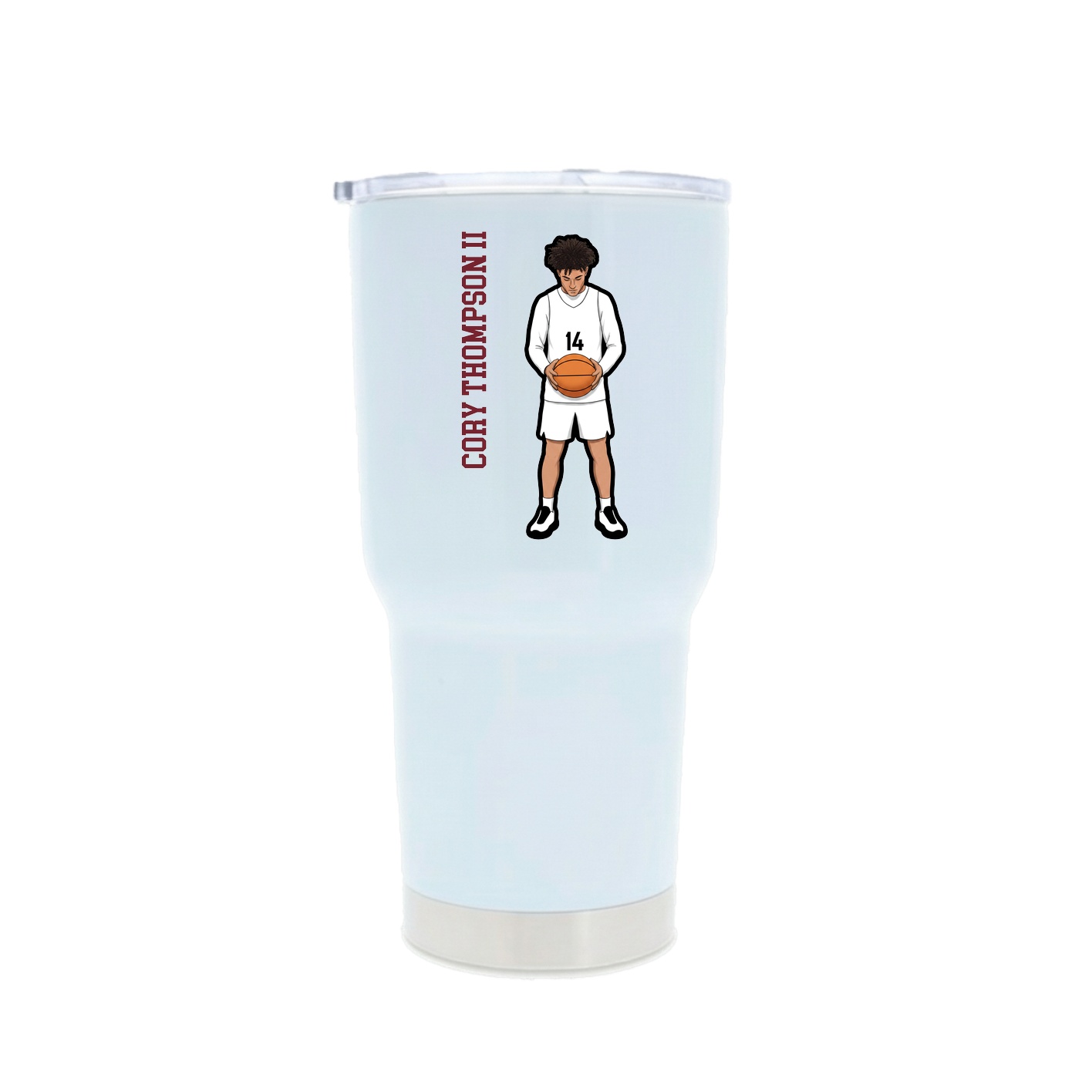 30oz Stainless Steel Tumbler — Name Vertical in White