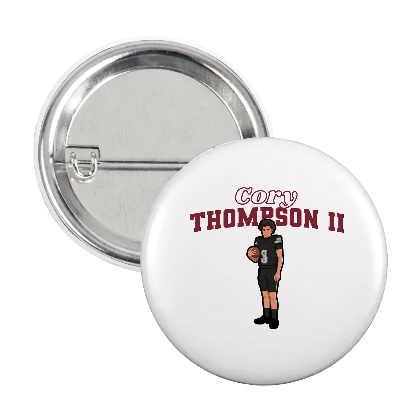 Game Day Button — Name Arch in White
