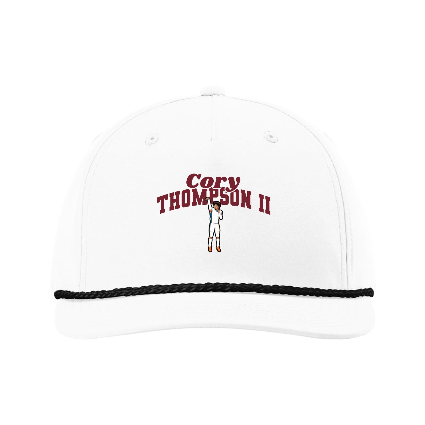 Five-Panel Classic Rope Cap — Signature Arch in White