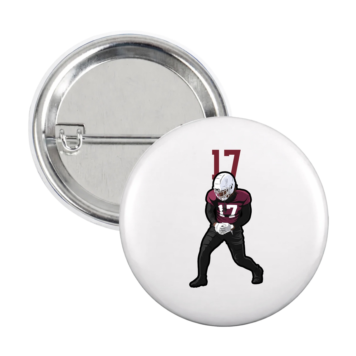 Game Day Button — Number Top in White