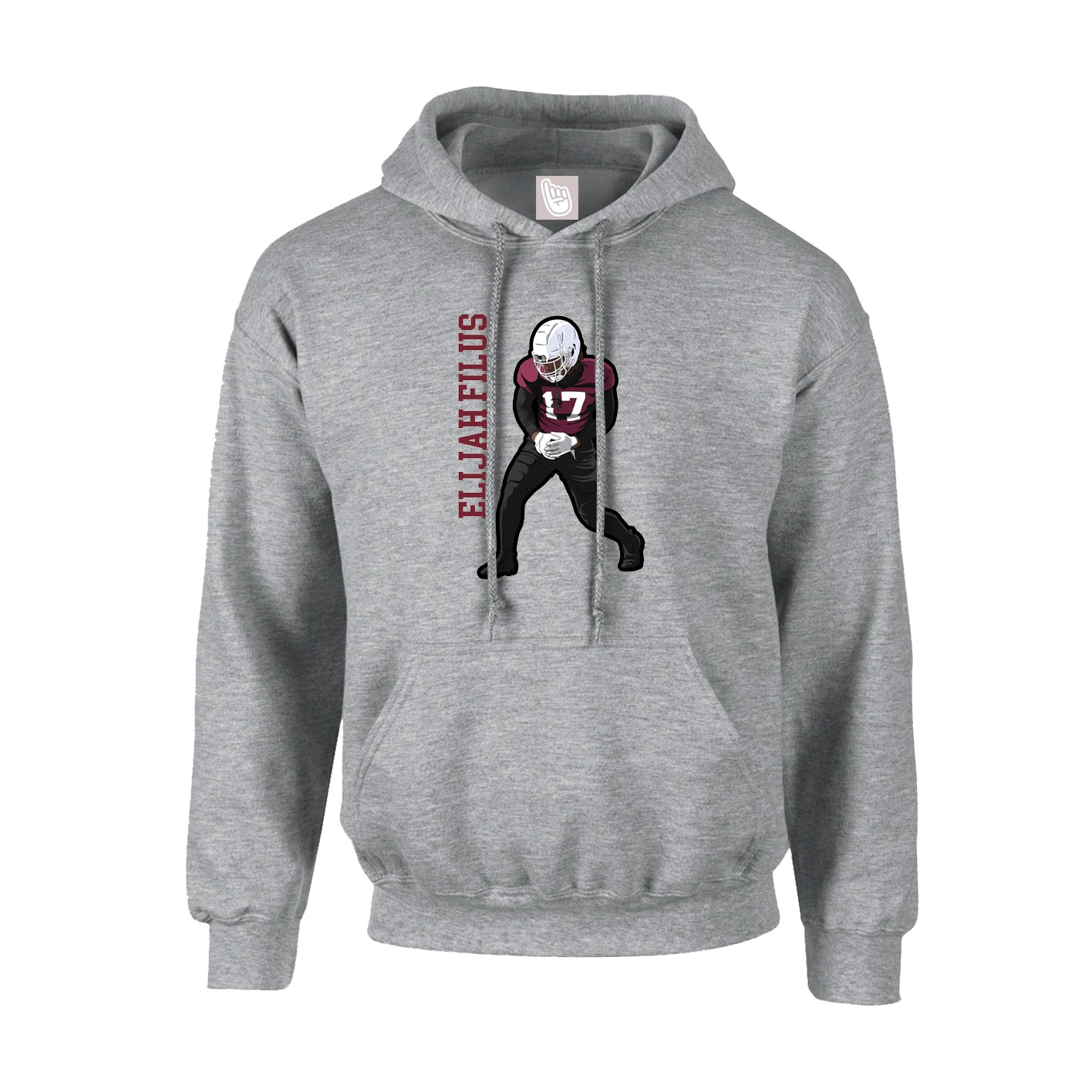 Youth Hoodie — Name Vertical in Grey