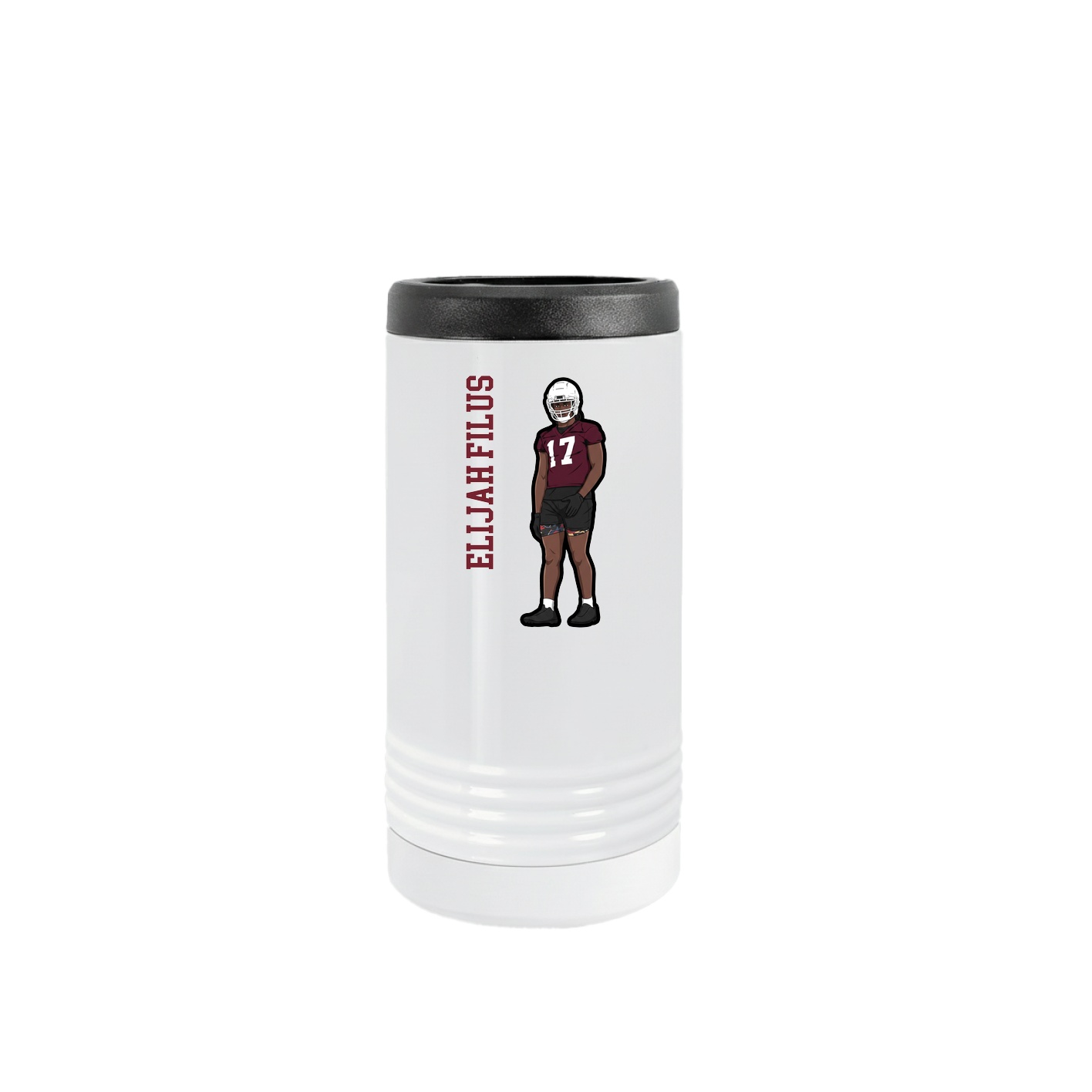 Slim Beverage Holder — Name Vertical in White