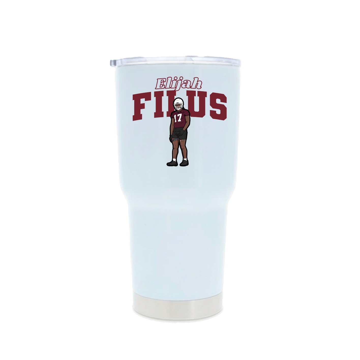 30oz Stainless Steel Tumbler — Name Arch in White