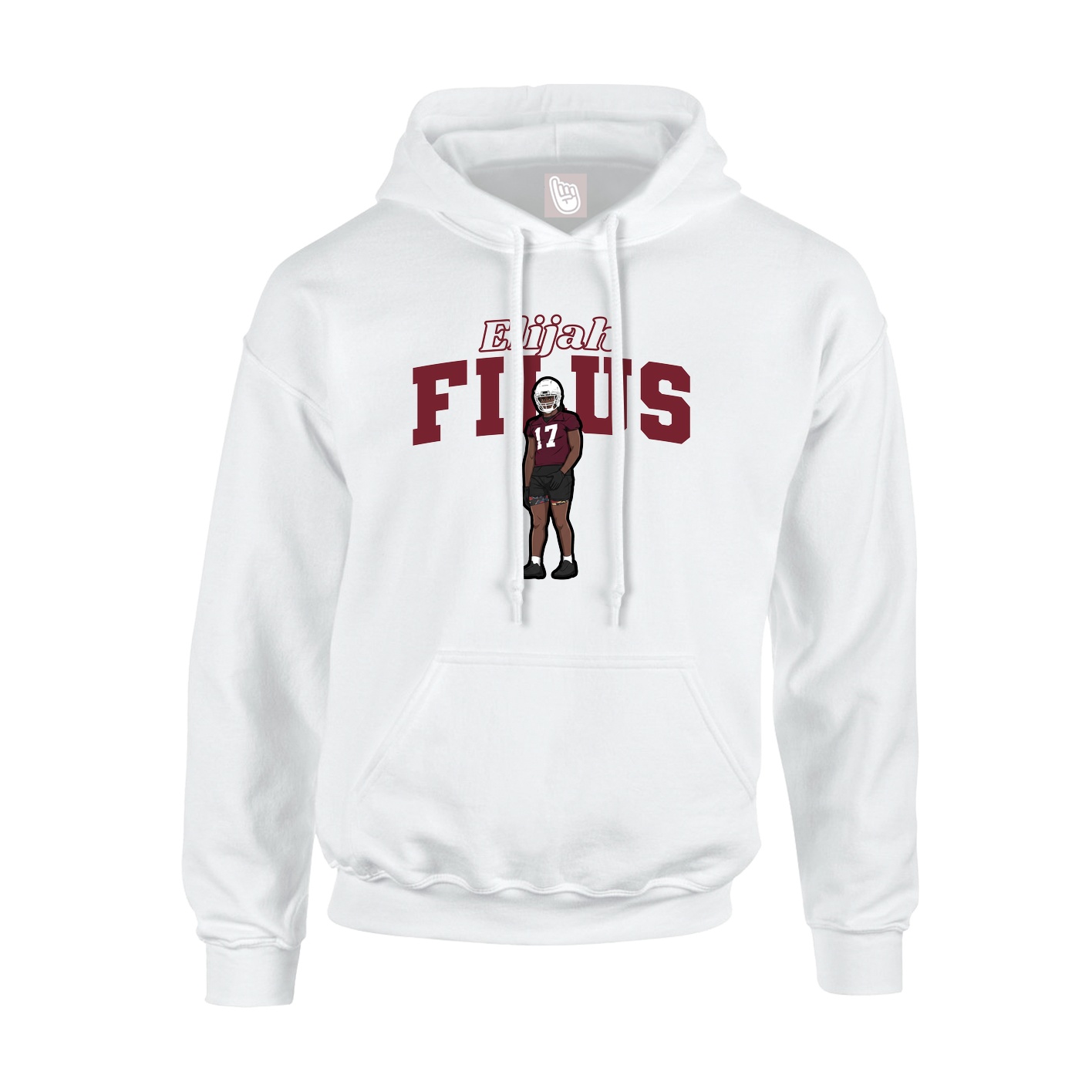Youth Hoodie — Name Arch in White