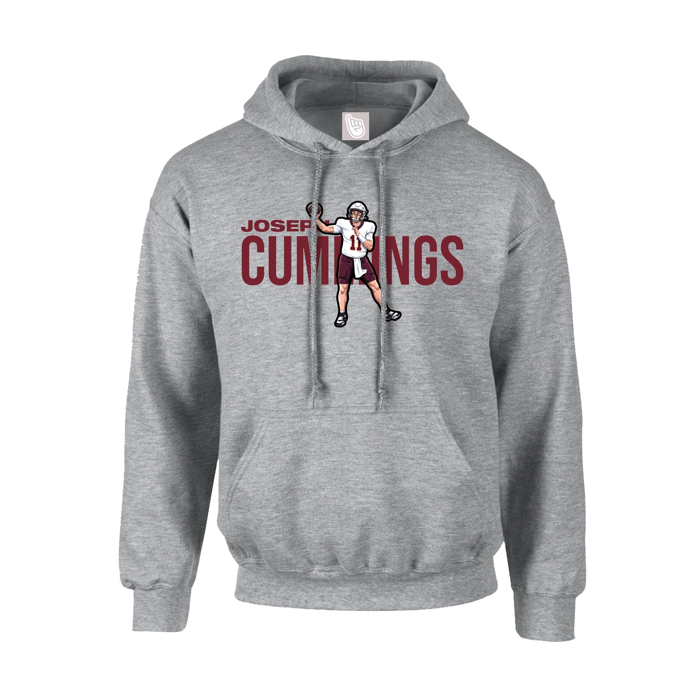 Youth Hoodie — Player Name in Grey