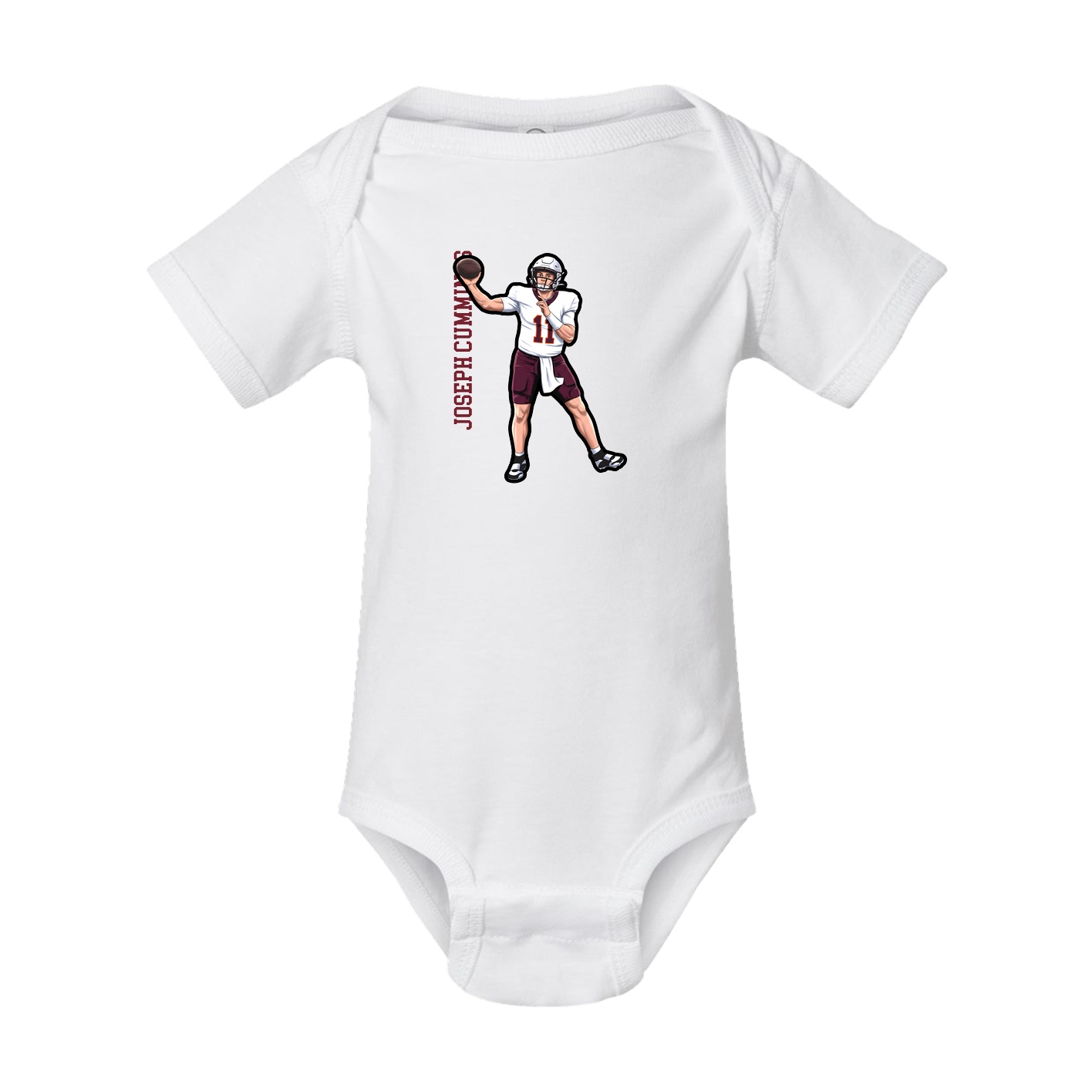 Baby Onesie — Name Vertical in White