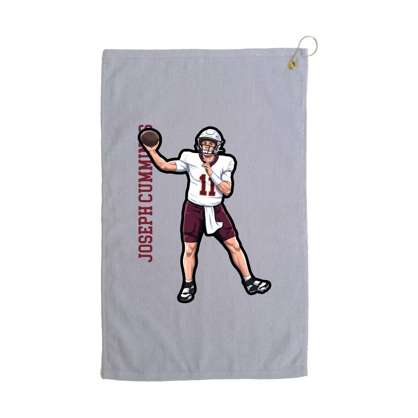 Golf Towel — Name Vertical in Grey