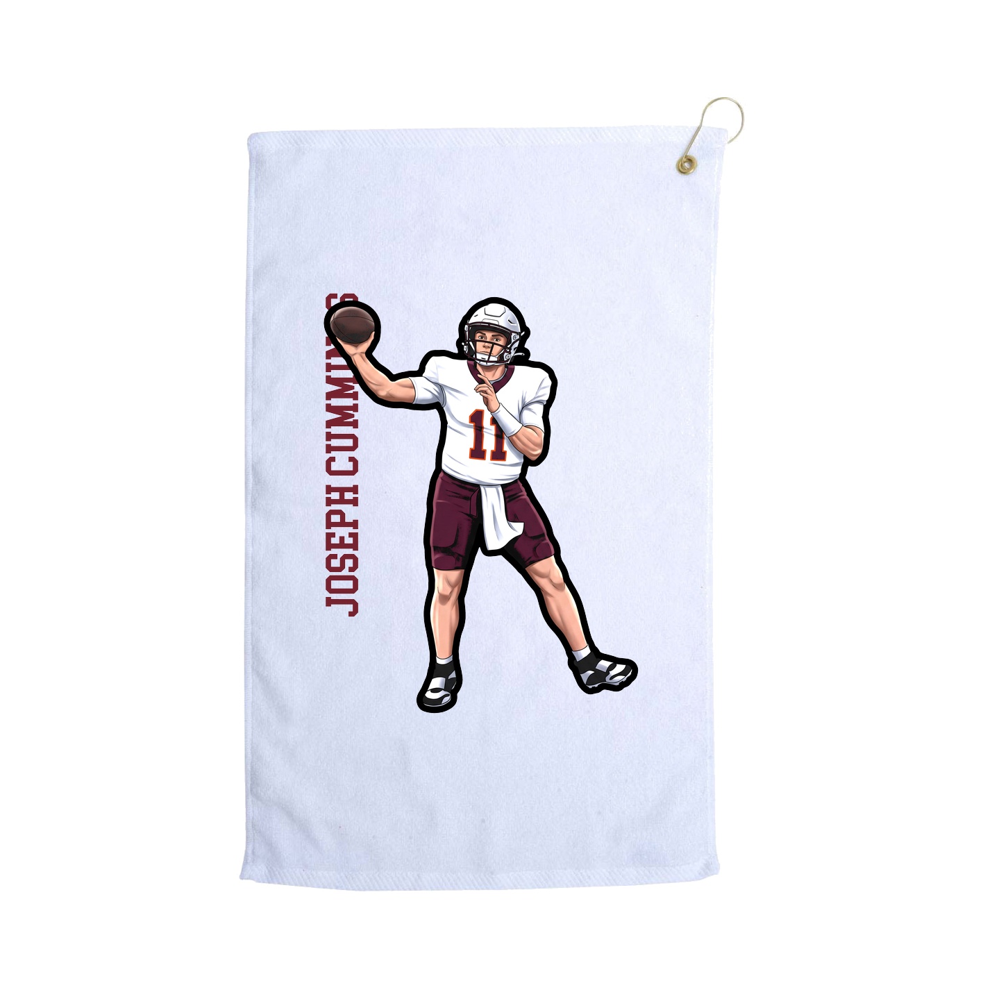 Golf Towel — Name Vertical in White