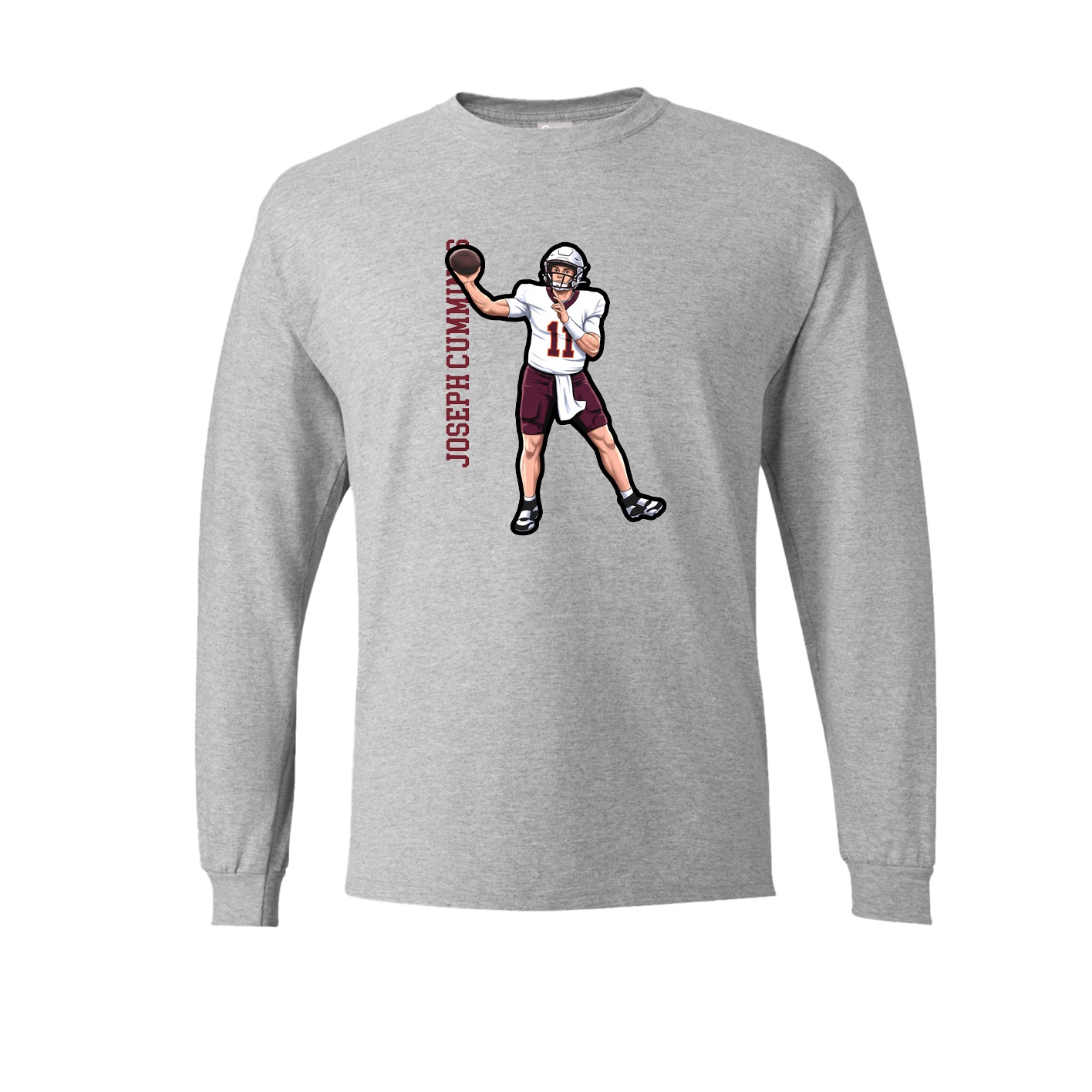 Long Sleeve Tee — Name Vertical in Grey