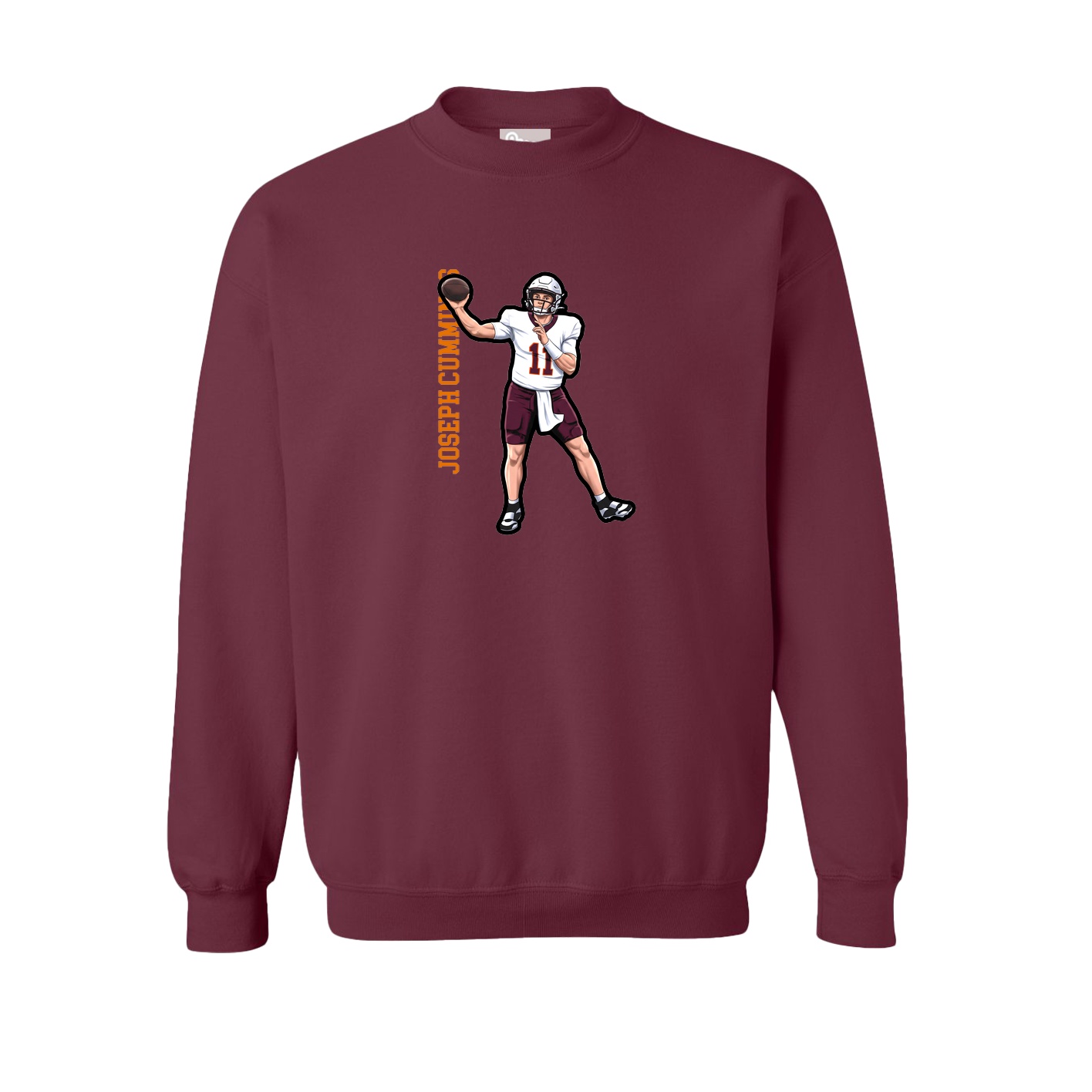Fleece Crew — Name Vertical in Maroon