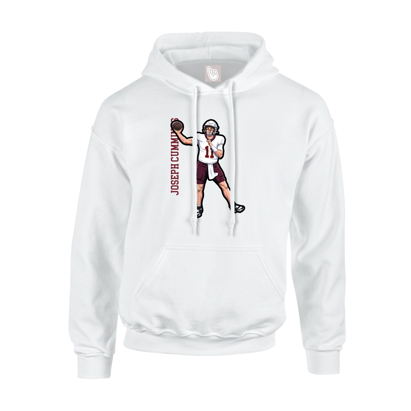 Youth Hoodie — Name Vertical in White