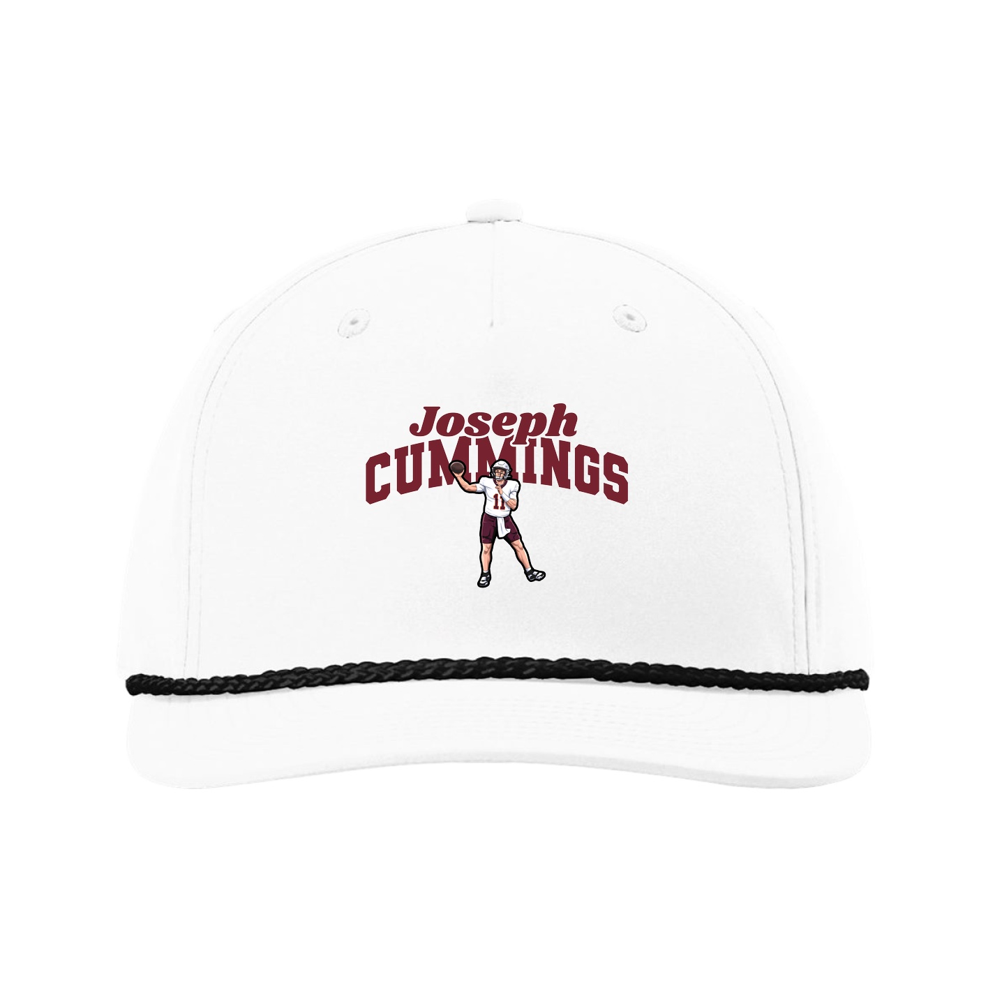 Five-Panel Classic Rope Cap — Signature Arch in White