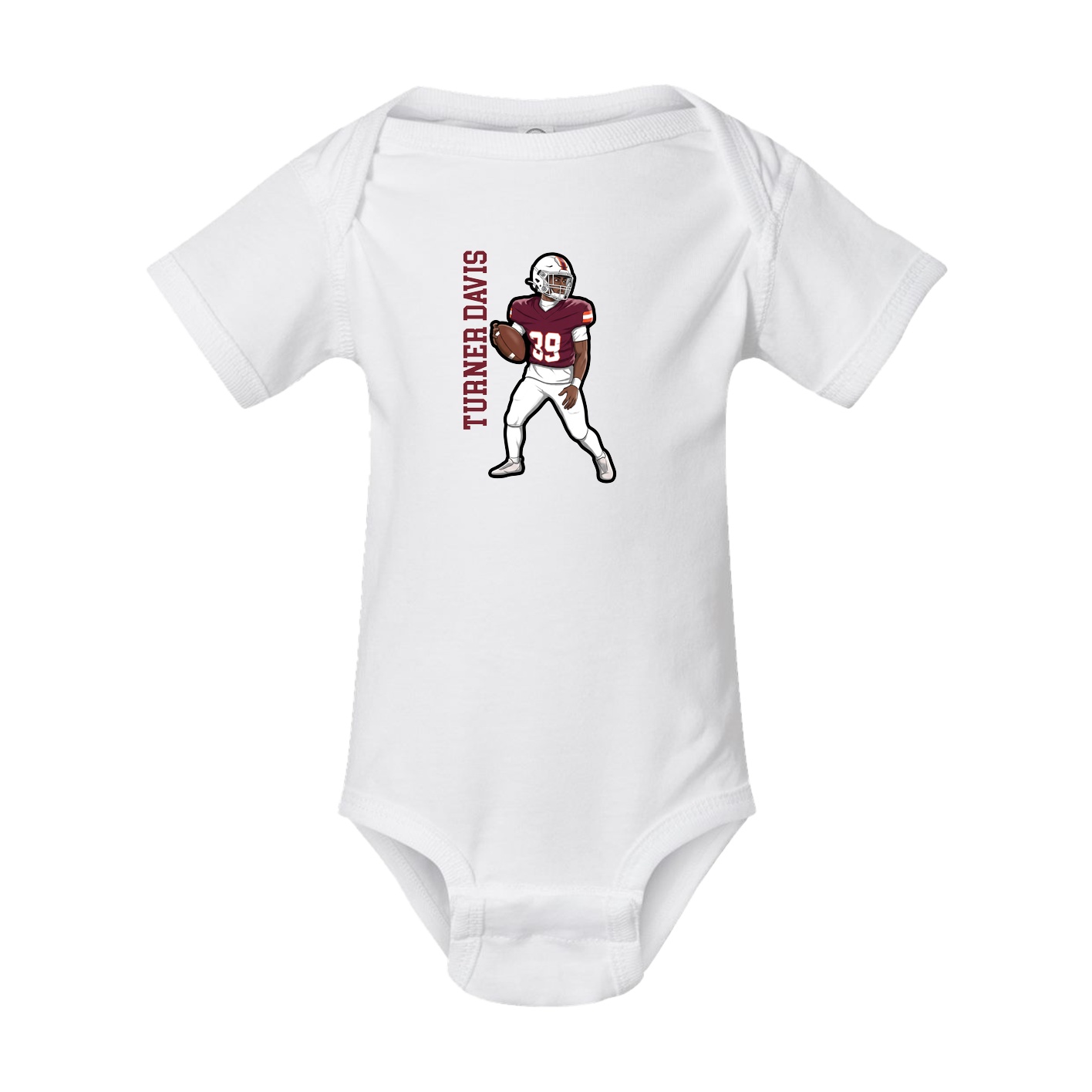Baby Onesie — Name Vertical in White