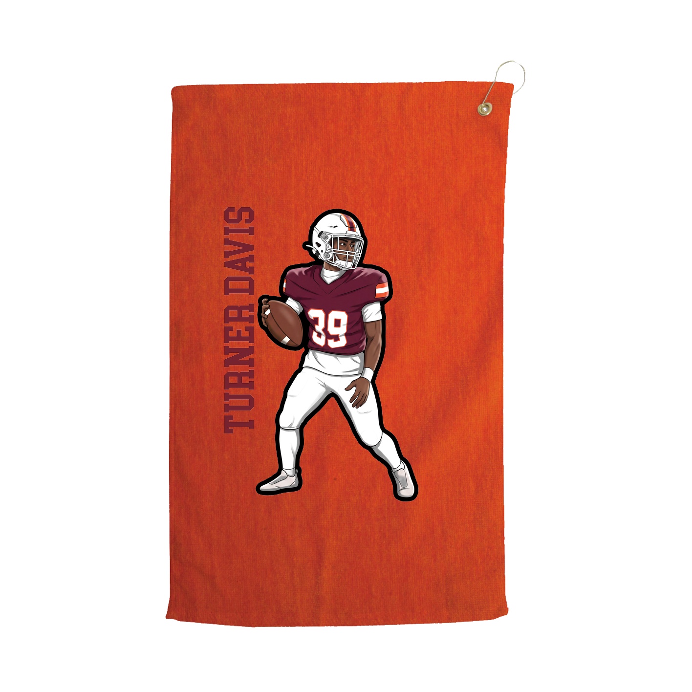 Golf Towel — Name Vertical in Orange