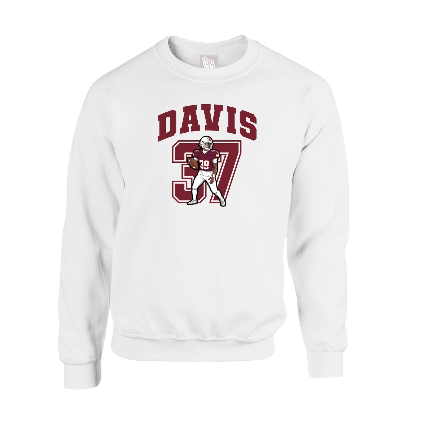 Fleece Crew — Number in White