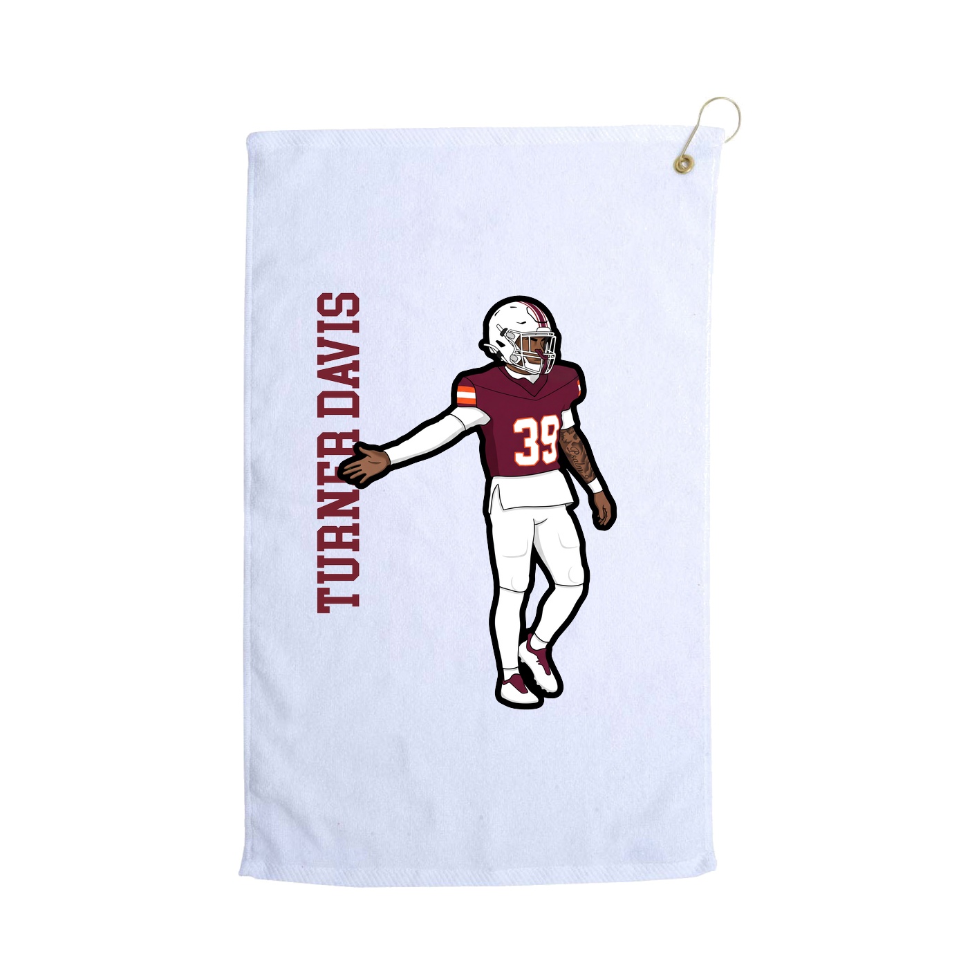 Golf Towel — Name Vertical in White