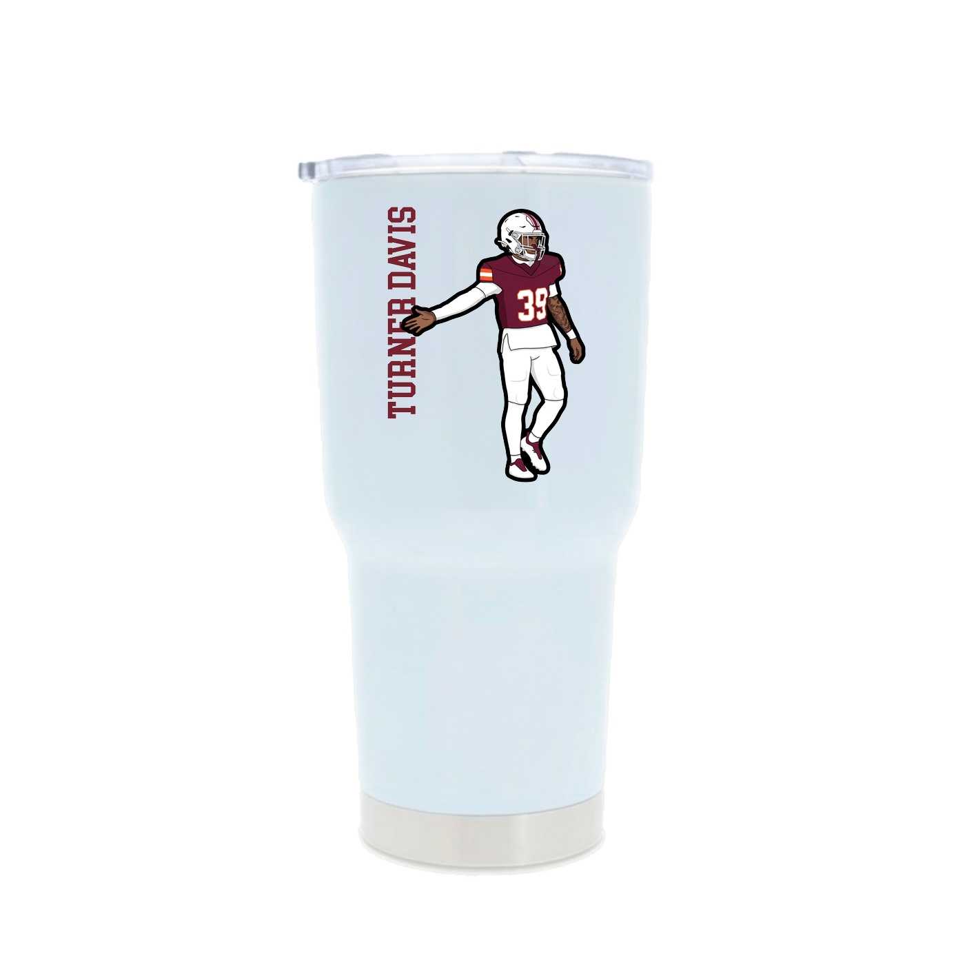 30oz Stainless Steel Tumbler — Name Vertical in White